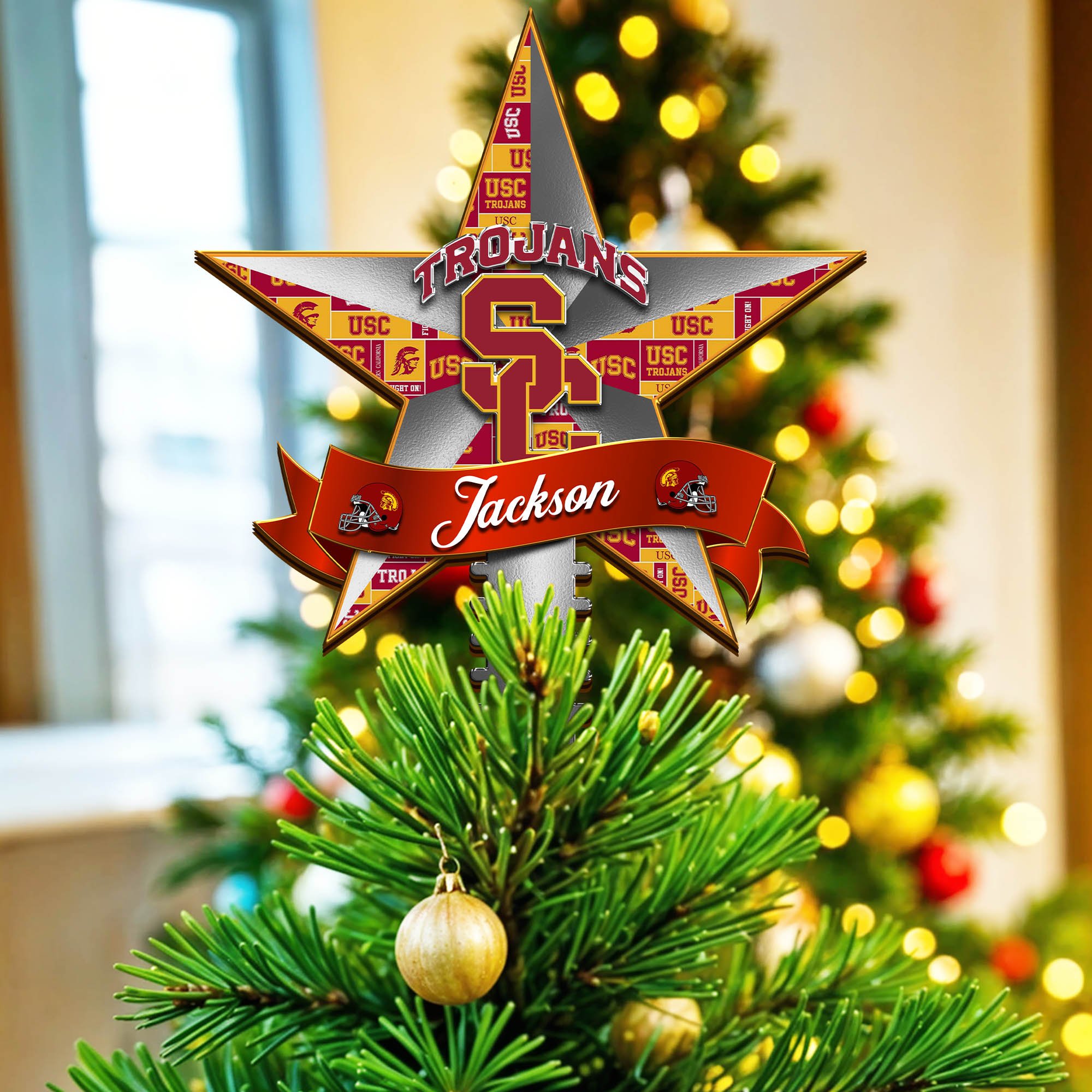 USC Trojans Tree Topper 2024 Version Personalized Your Name, Christmas Tree Decor, Christmas Gifts ETHY-62855