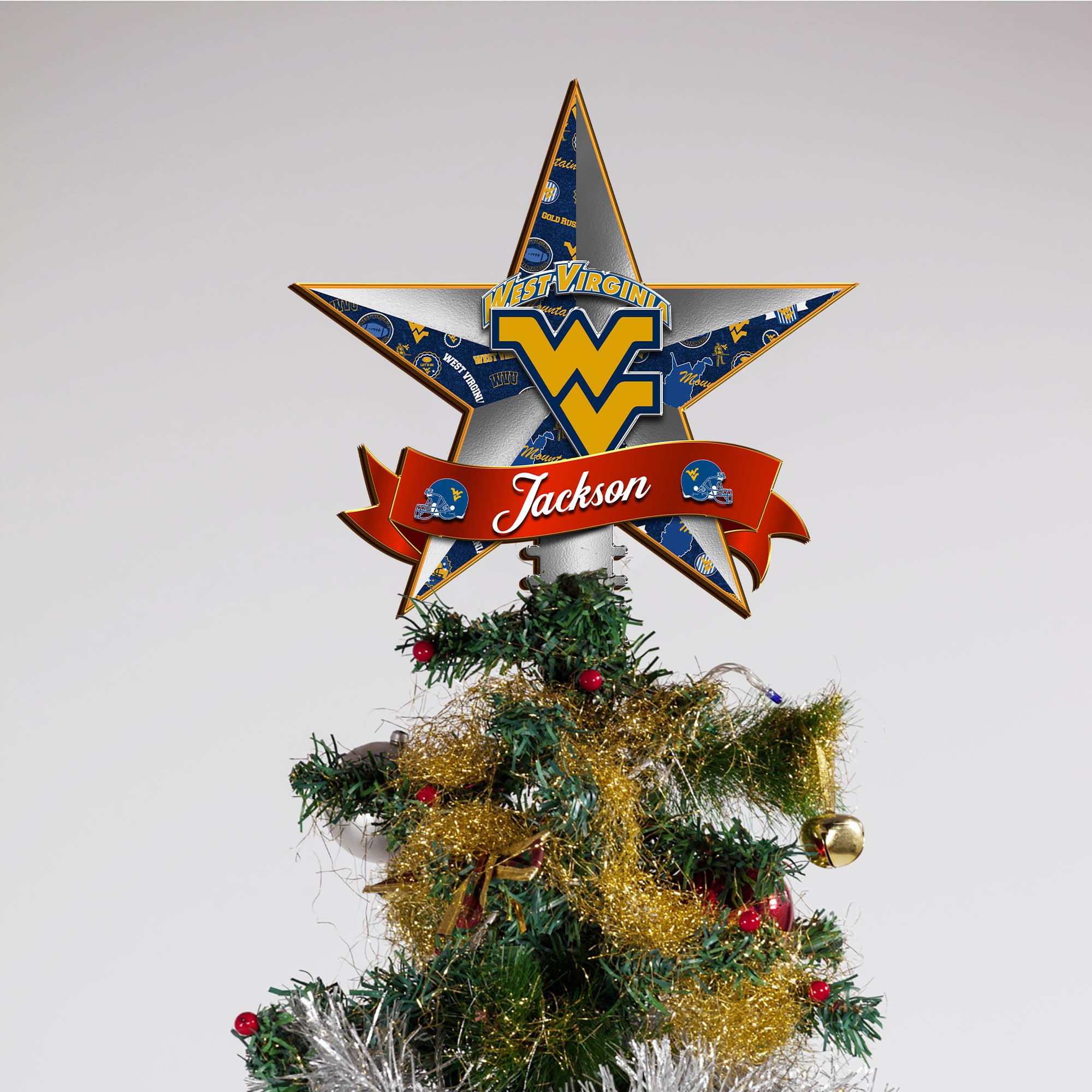 Alternative view of West Virginia Mountaineers Tree Topper 2024 Version Personalized Your Name, Christmas Tree Decor, Christmas Gifts ETHY-62855