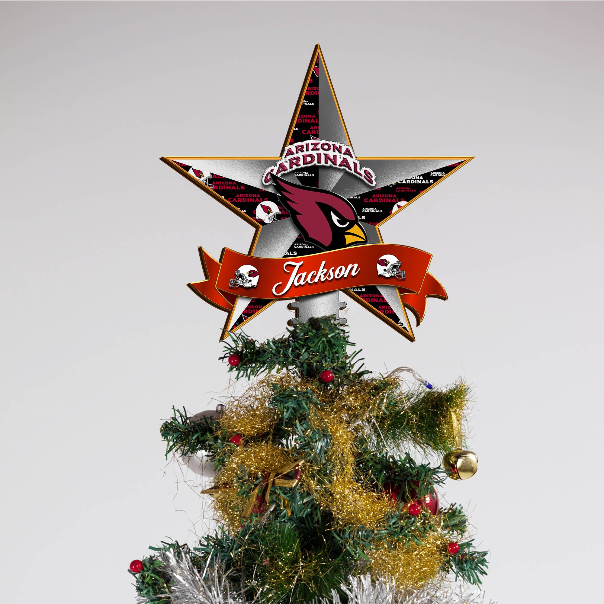 Alternative view of Arizona Cardinals Tree Topper 2024 Version Personalized Your Name, Christmas Tree Decor, Christmas Gifts ETHY-62855