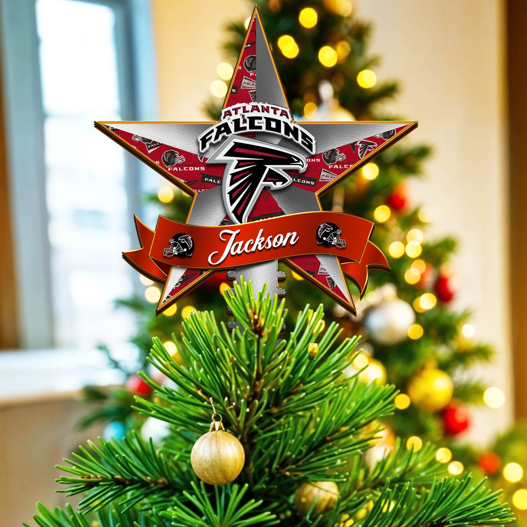 Atlanta Falcons Tree Topper 2024 Version Personalized Your Name, Christmas Tree Decor, Christmas Gifts ETHY-62855