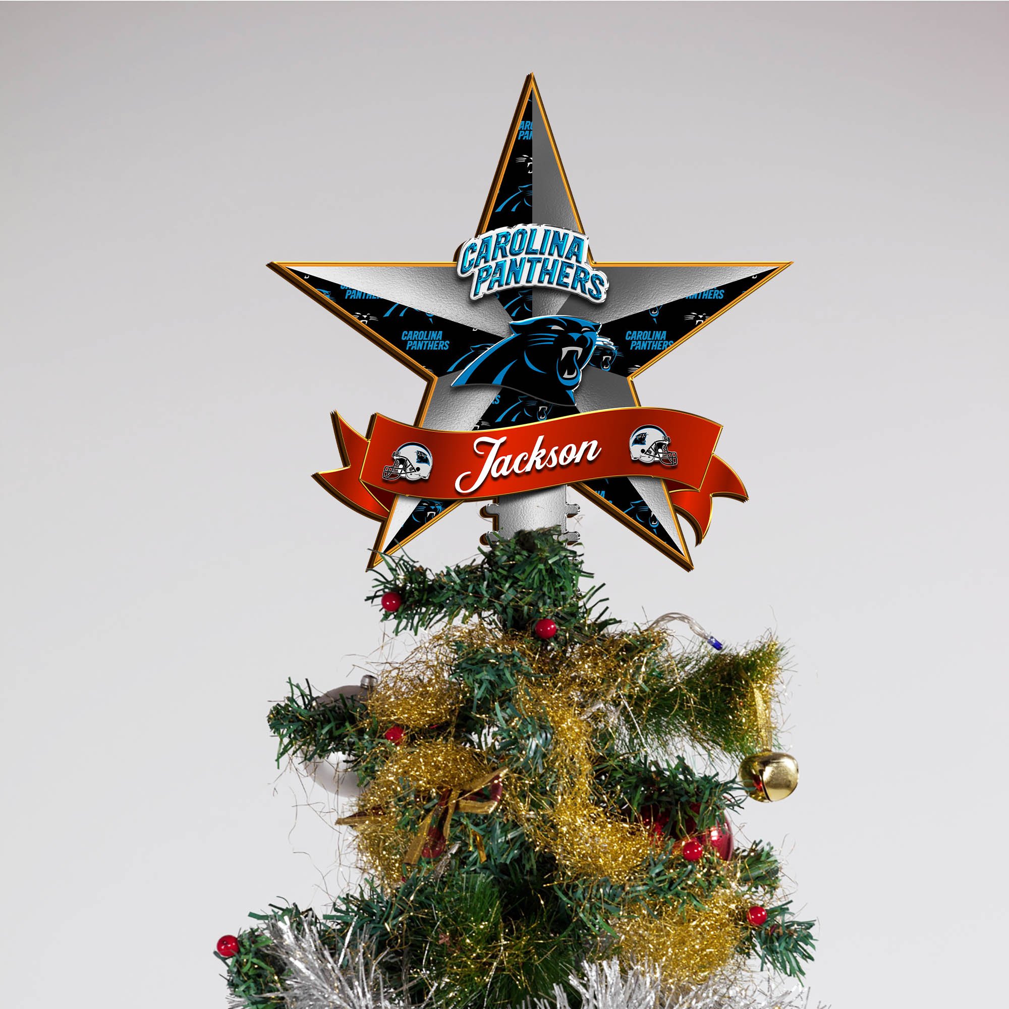 Alternative view of Carolina Panthers Tree Topper 2024 Version Personalized Your Name, Christmas Tree Decor, Christmas Gifts ETHY-62855