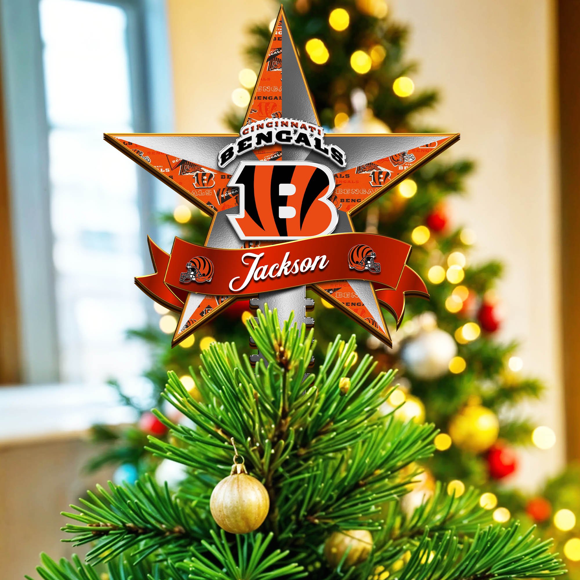 Cincinnati Bengals Tree Topper 2024 Version Personalized Your Name, Christmas Tree Decor, Christmas Gifts ETHY-62855