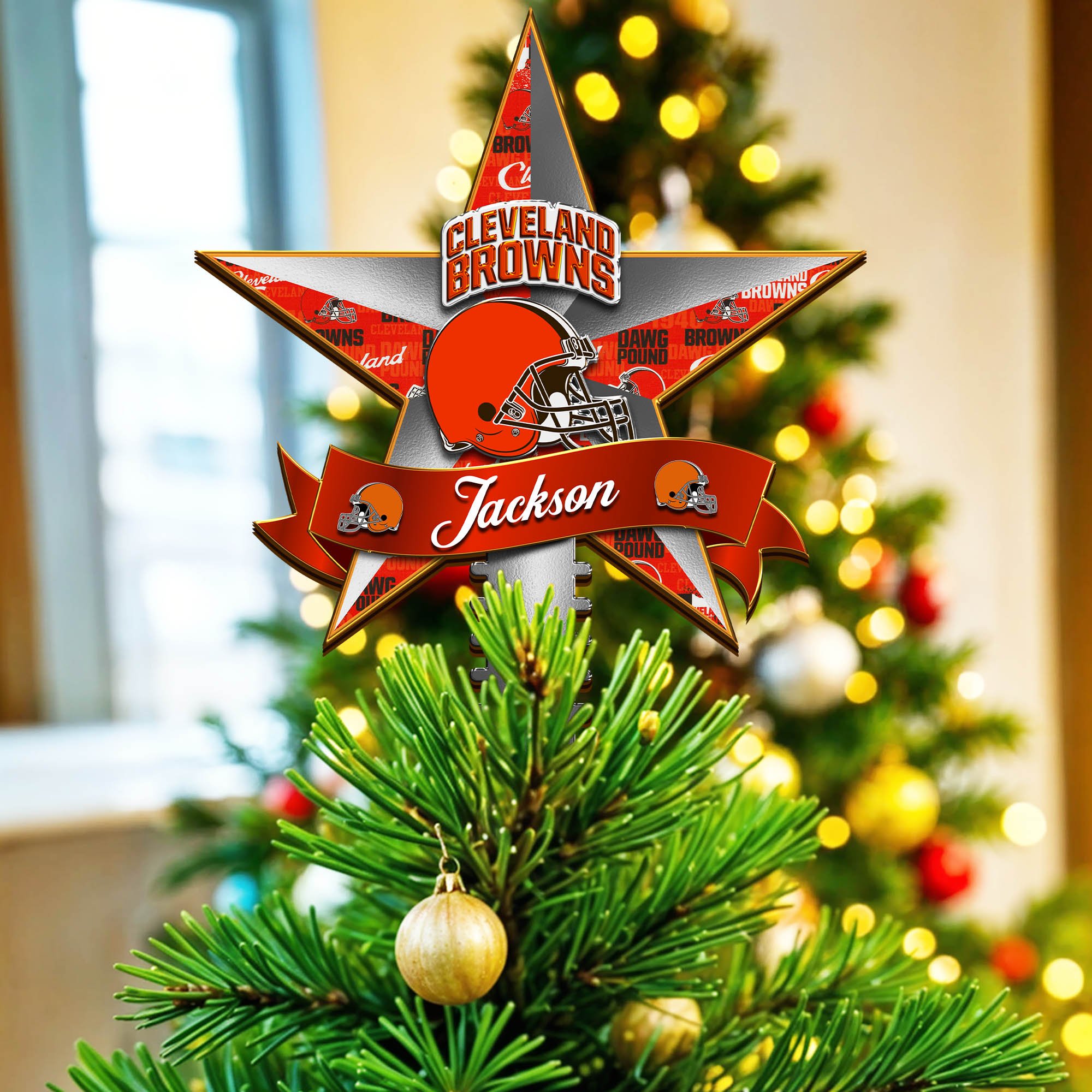Cleveland Browns Tree Topper 2024 Version Personalized Your Name, Christmas Tree Decor, Christmas Gifts ETHY-62855