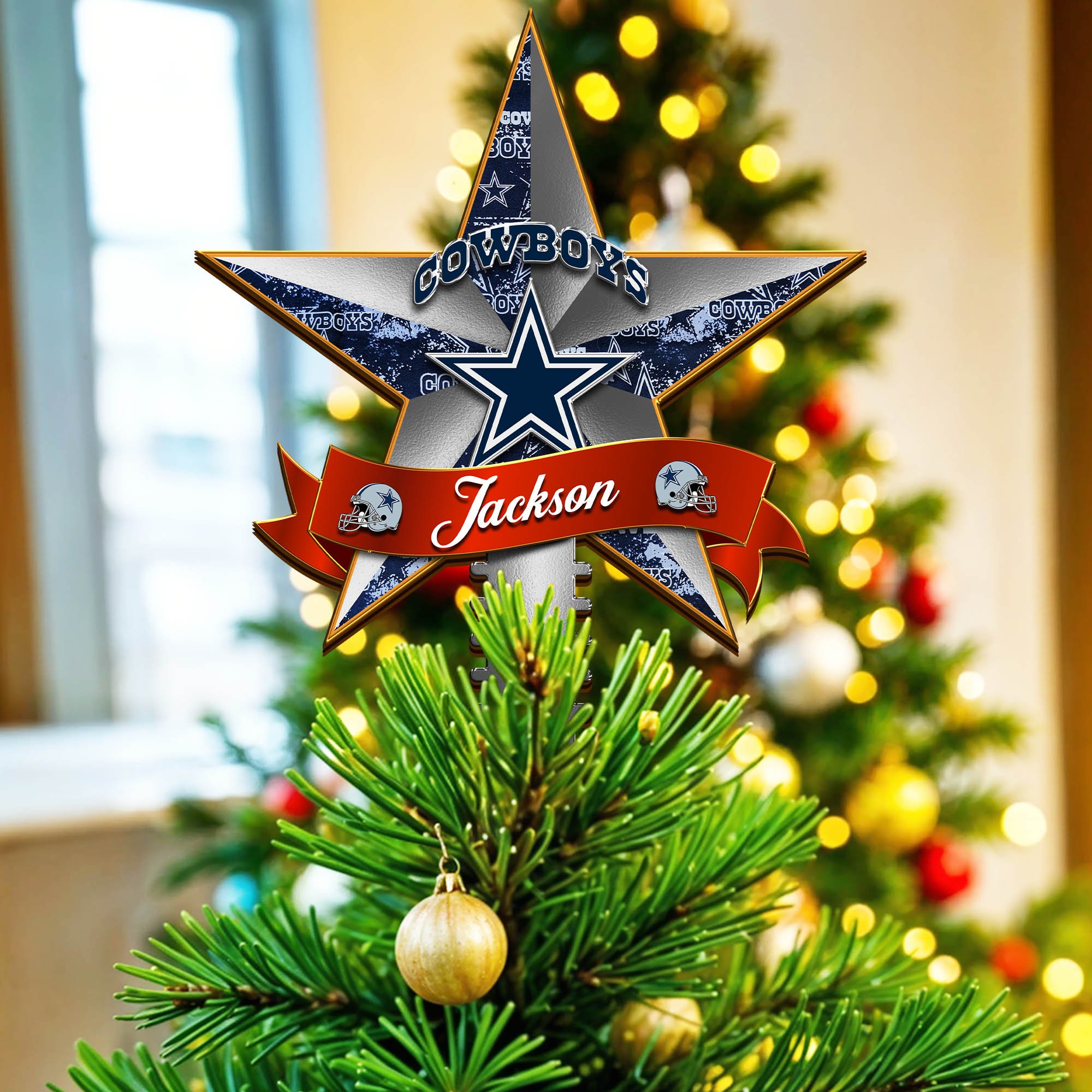 Dallas Cowboys Tree Topper 2024 Version Personalized Your Name, Christmas Tree Decor, Christmas Gifts ETHY-62855