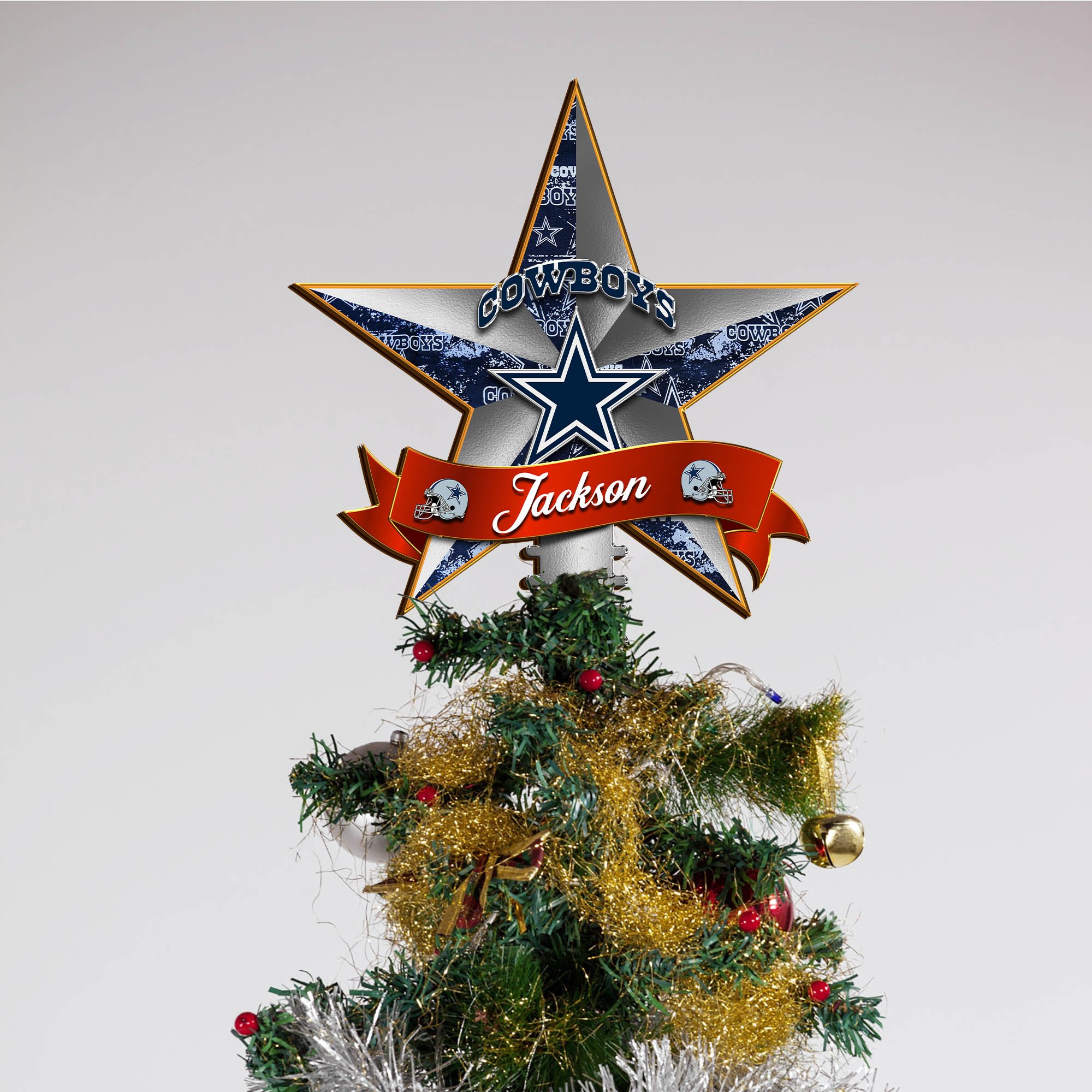 Alternative view of Dallas Cowboys Tree Topper 2024 Version Personalized Your Name, Christmas Tree Decor, Christmas Gifts ETHY-62855