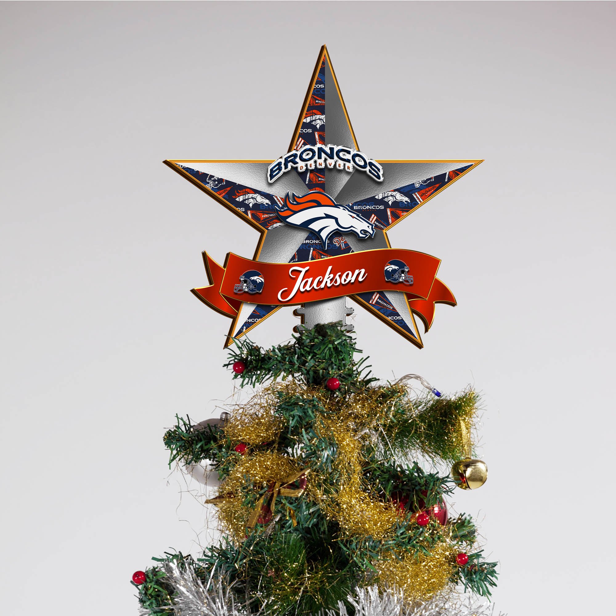 Alternative view of Denver Broncos Tree Topper 2024 Version Personalized Your Name, Christmas Tree Decor, Christmas Gifts ETHY-62855