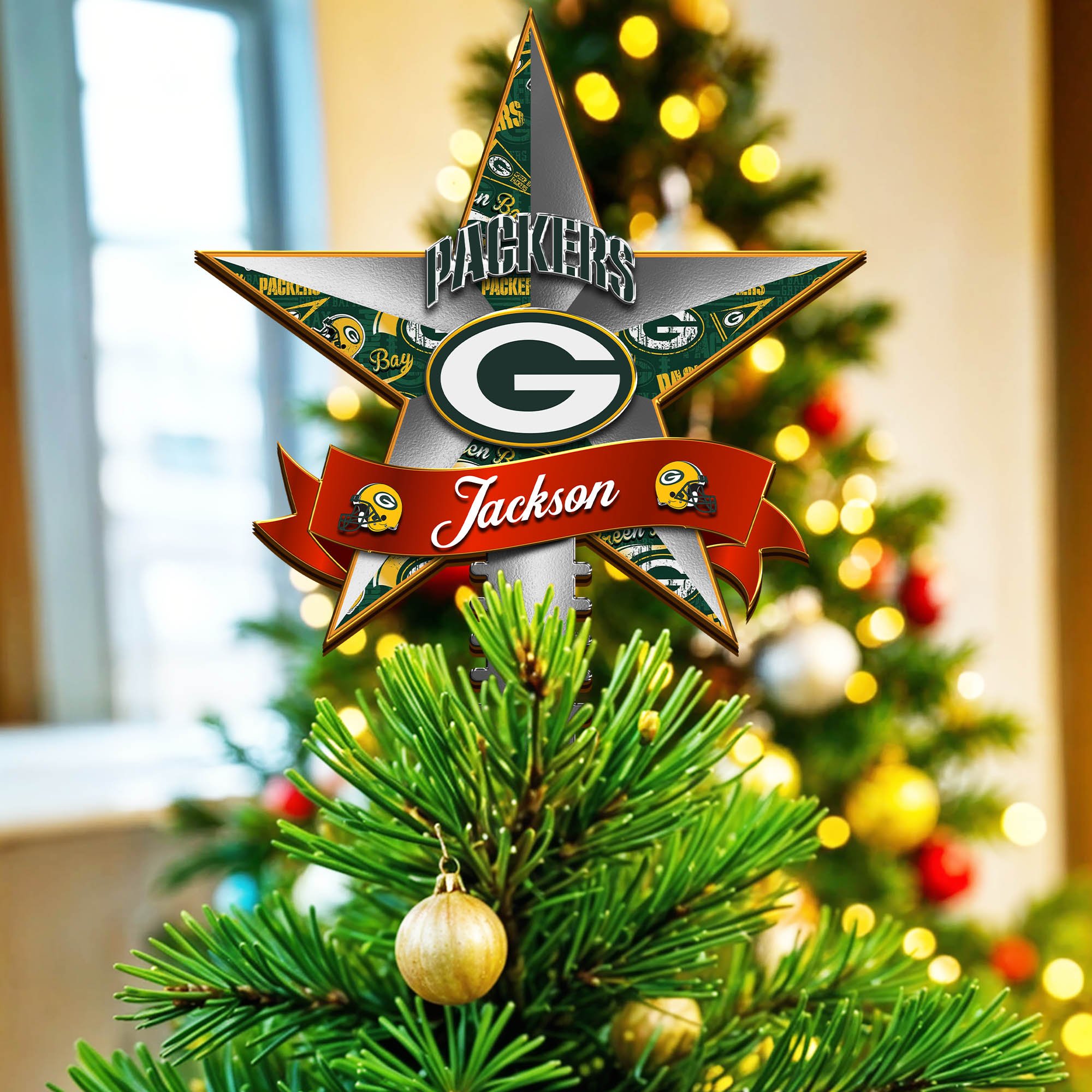 Green Bay Packers Tree Topper 2024 Version Personalized Your Name, Christmas Tree Decor, Christmas Gifts ETHY-62855