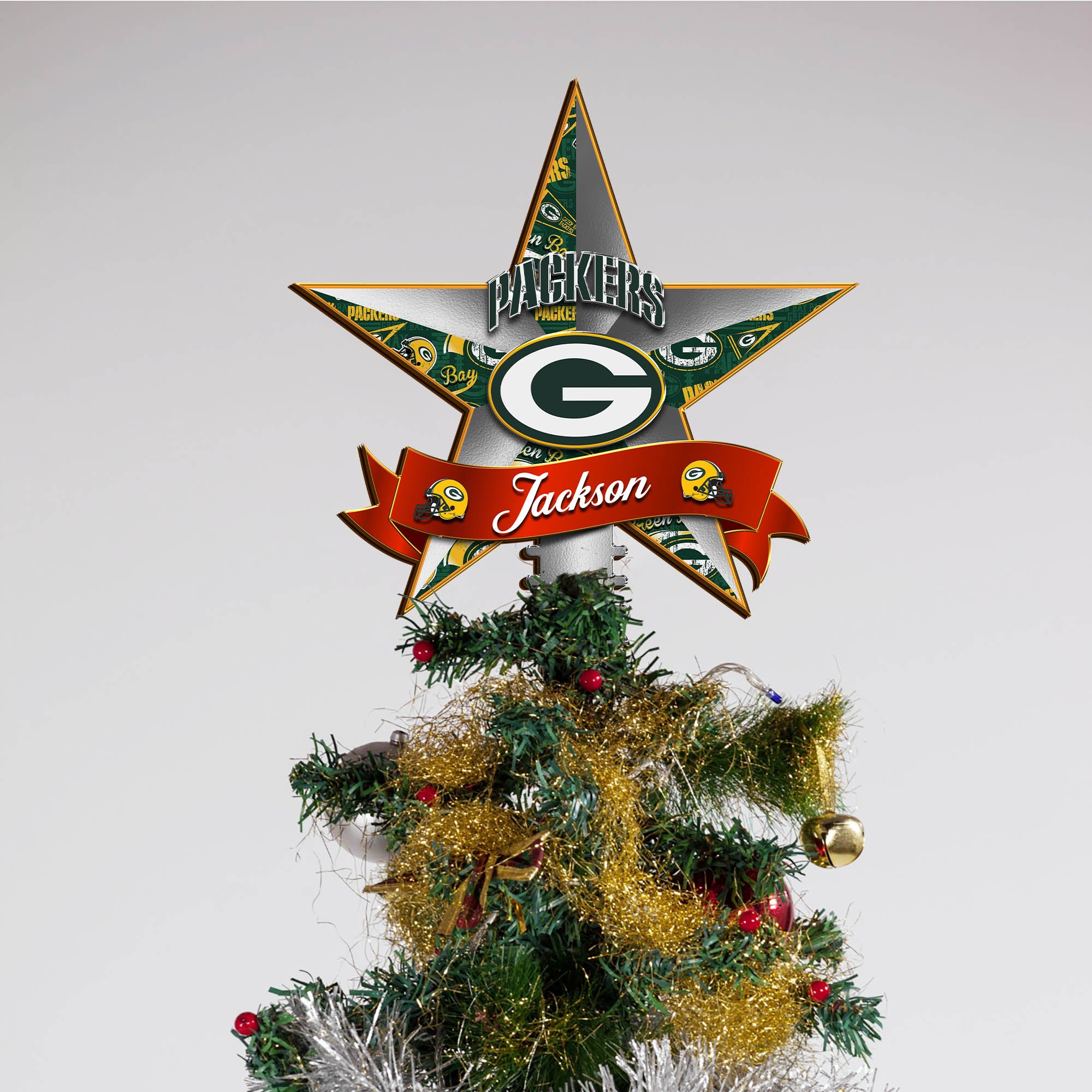 Alternative view of Green Bay Packers Tree Topper 2024 Version Personalized Your Name, Christmas Tree Decor, Christmas Gifts ETHY-62855