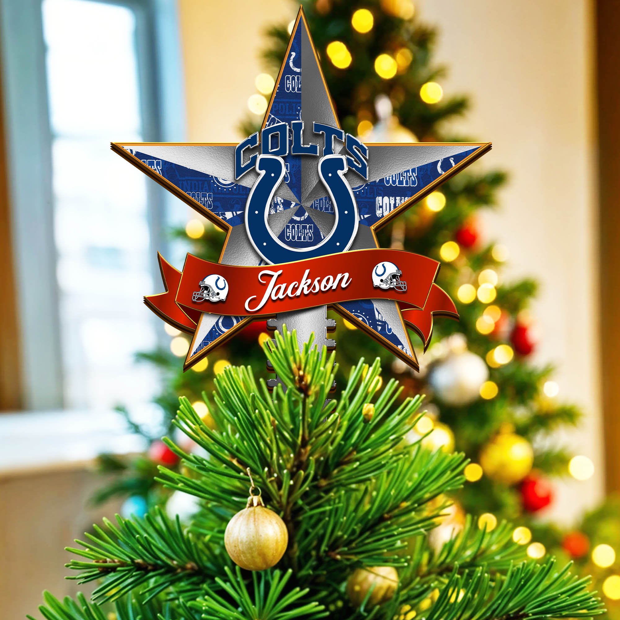 Indianapolis Colts Tree Topper 2024 Version Personalized Your Name, Christmas Tree Decor, Christmas Gifts ETHY-62855