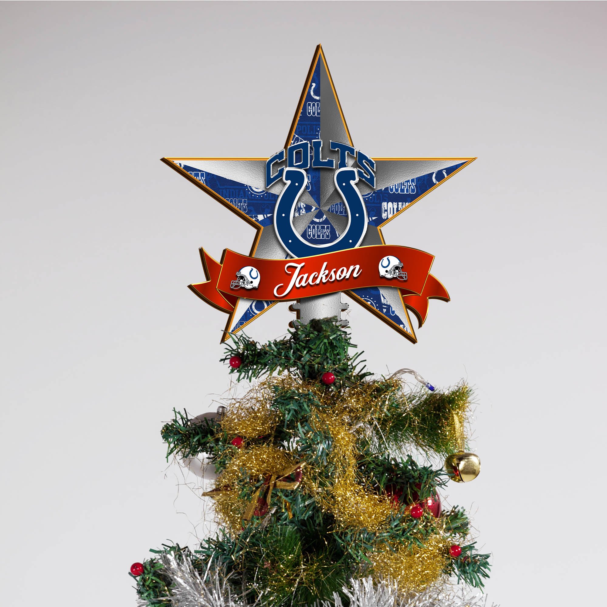 Alternative view of Indianapolis Colts Tree Topper 2024 Version Personalized Your Name, Christmas Tree Decor, Christmas Gifts ETHY-62855