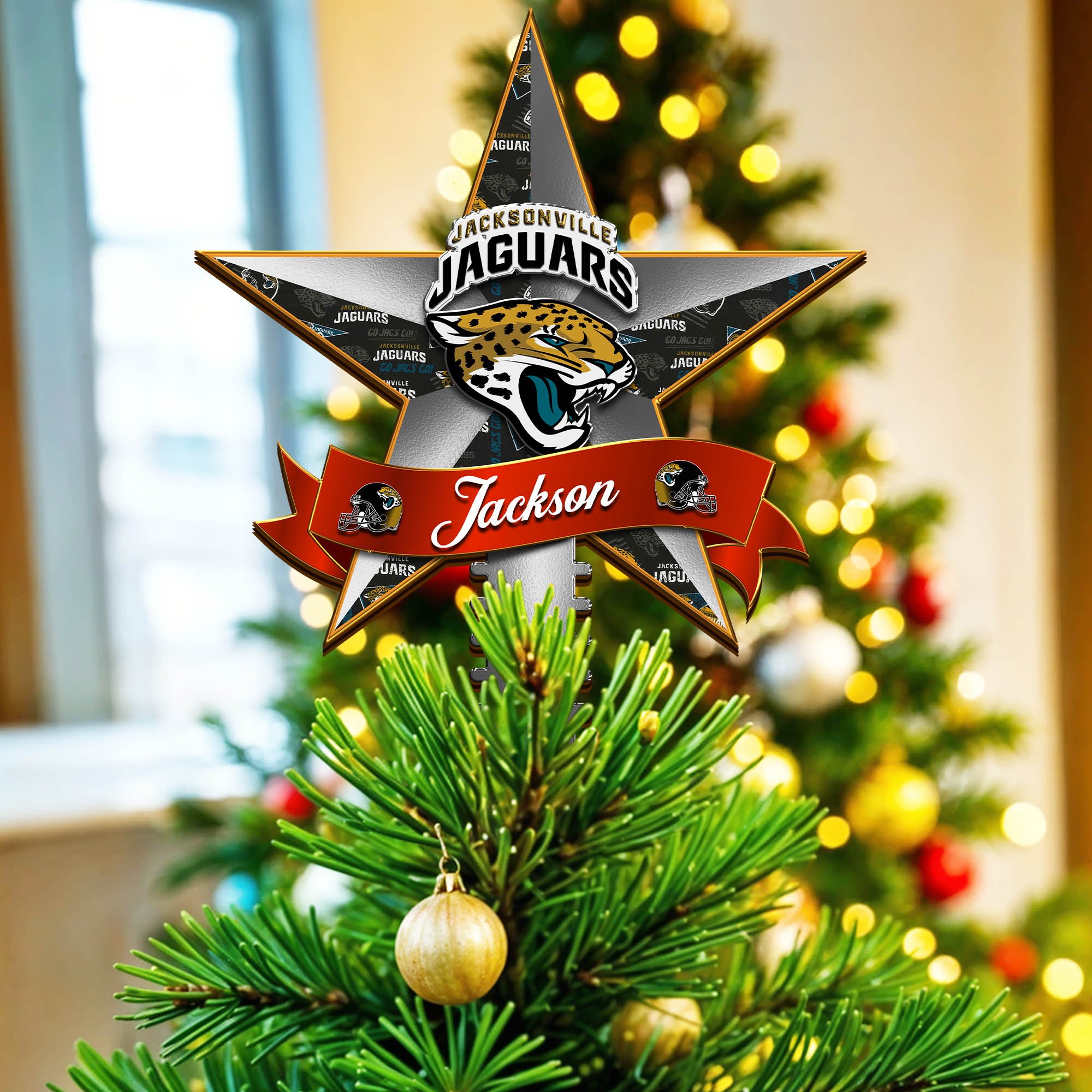 Jacksonville Jaguars Tree Topper 2024 Version Personalized Your Name, Christmas Tree Decor, Christmas Gifts ETHY-62855
