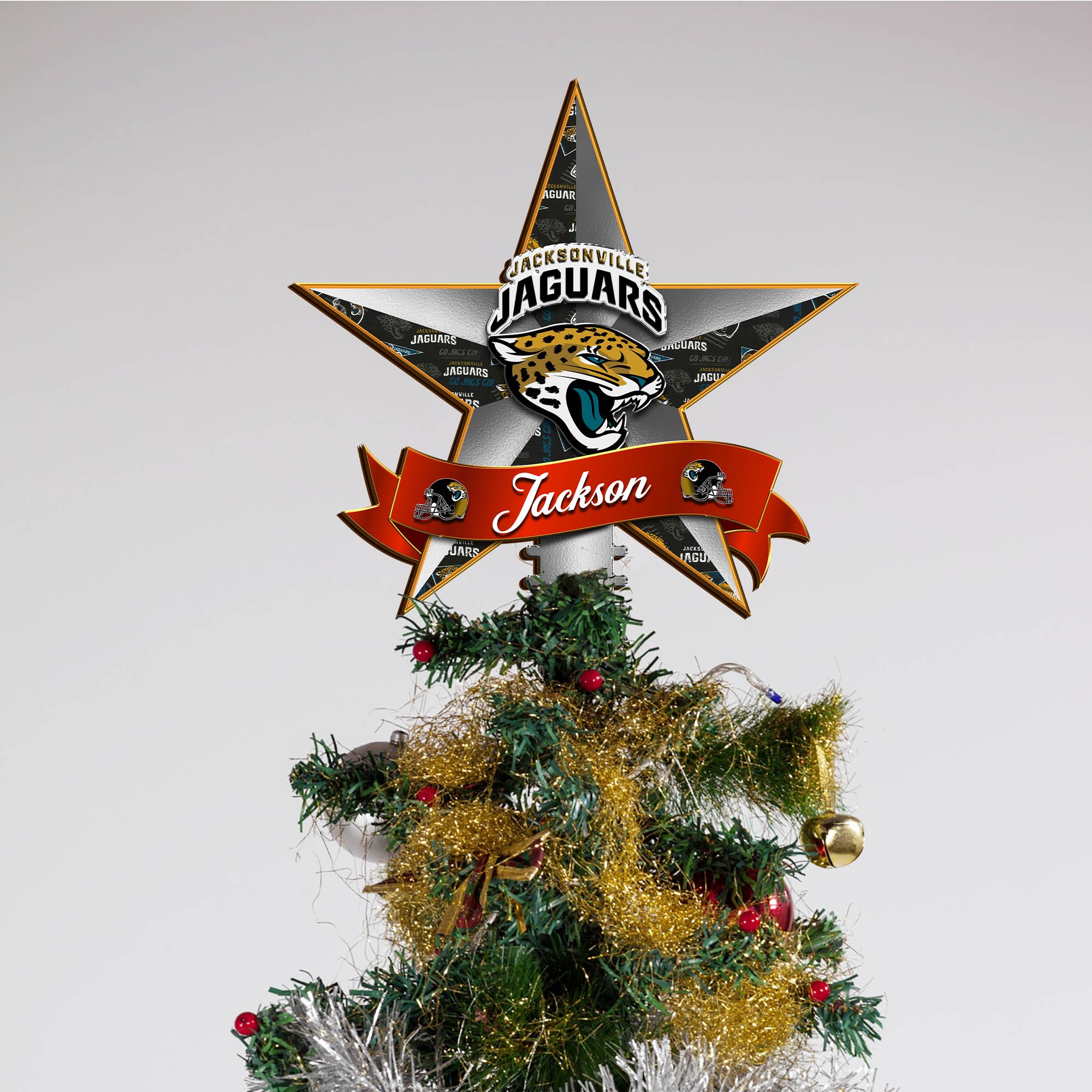 Alternative view of Jacksonville Jaguars Tree Topper 2024 Version Personalized Your Name, Christmas Tree Decor, Christmas Gifts ETHY-62855
