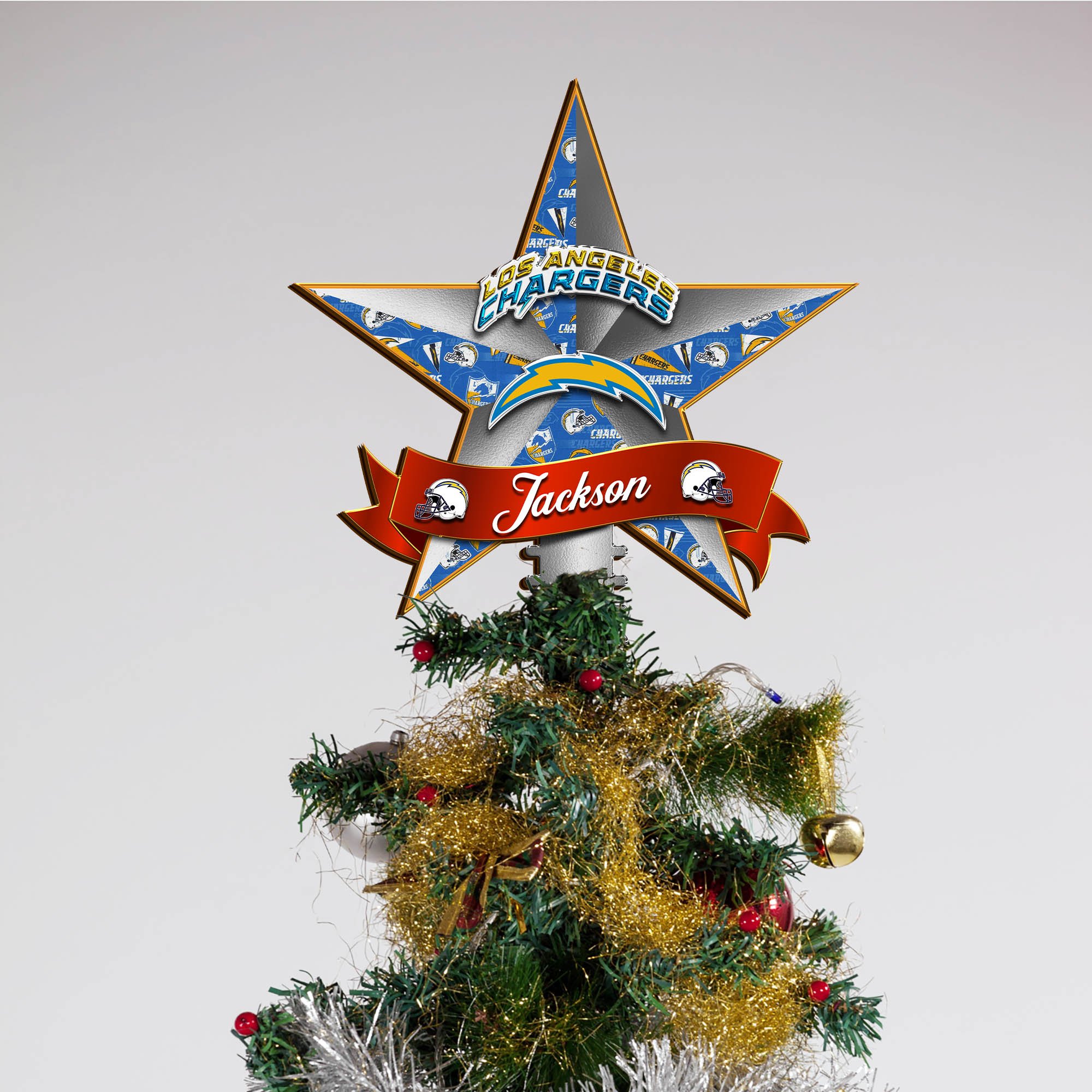 Alternative view of Los Angeles Chargers Tree Topper 2024 Version Personalized Your Name, Christmas Tree Decor, Christmas Gifts ETHY-62855