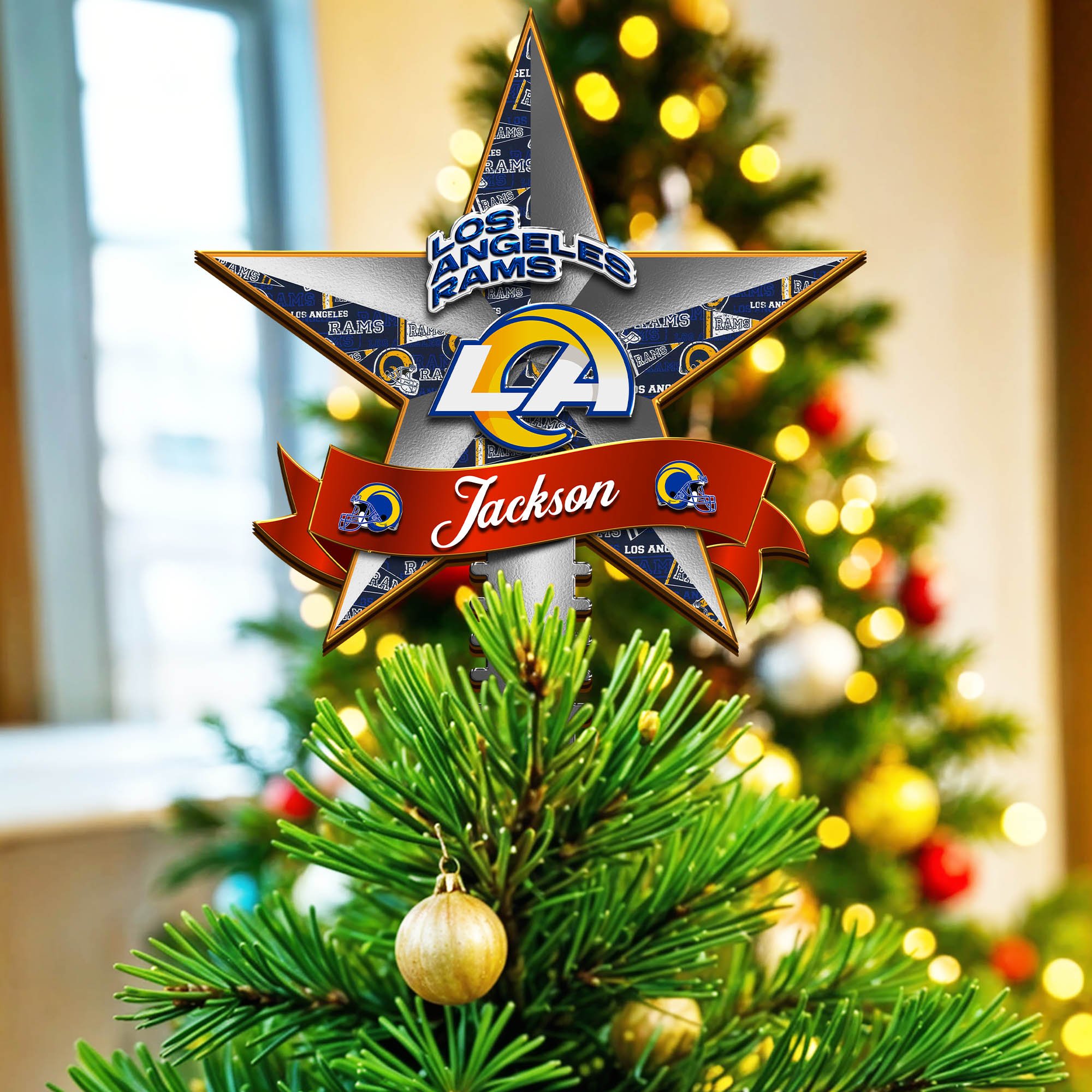 Los Angeles Rams Tree Topper 2024 Version Personalized Your Name, Christmas Tree Decor, Christmas Gifts ETHY-62855