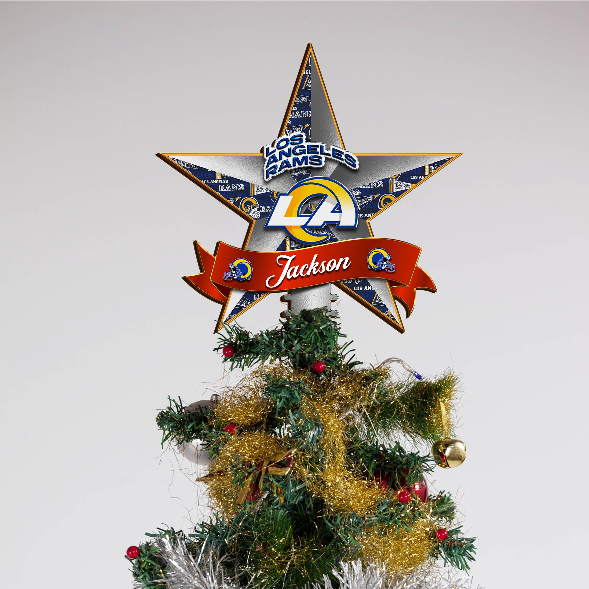 Alternative view of Los Angeles Rams Tree Topper 2024 Version Personalized Your Name, Christmas Tree Decor, Christmas Gifts ETHY-62855