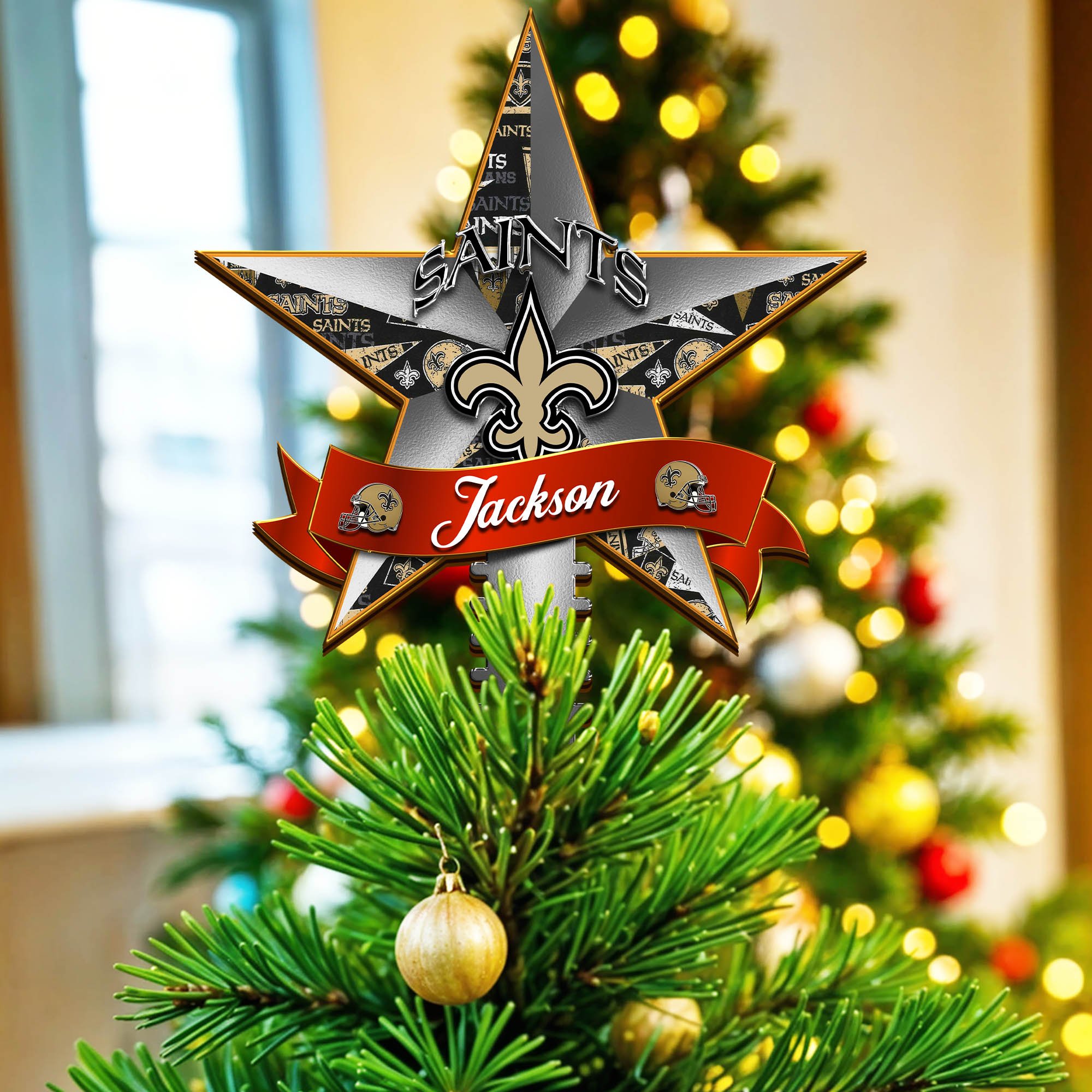 New Orleans Saints Tree Topper 2024 Version Personalized Your Name, Christmas Tree Decor, Christmas Gifts ETHY-62855