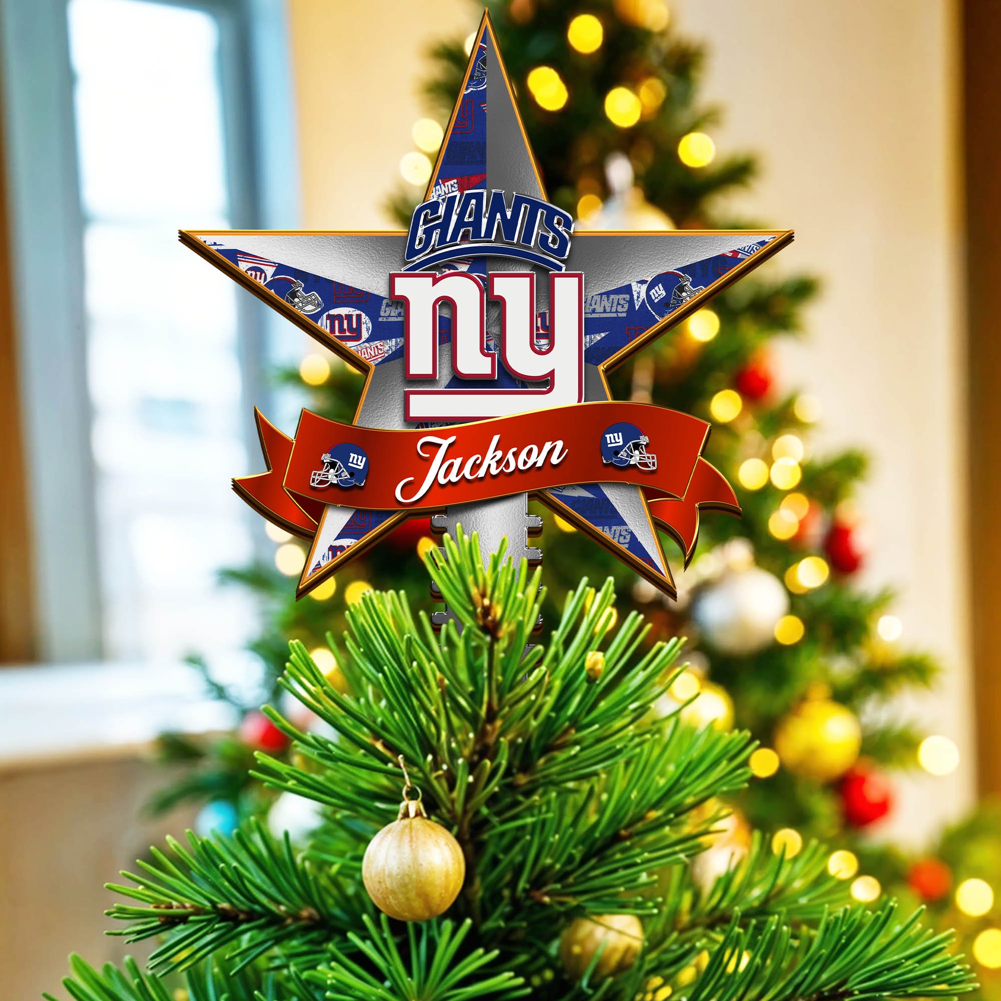New York Giants Tree Topper 2024 Version Personalized Your Name, Christmas Tree Decor, Christmas Gifts ETHY-62855