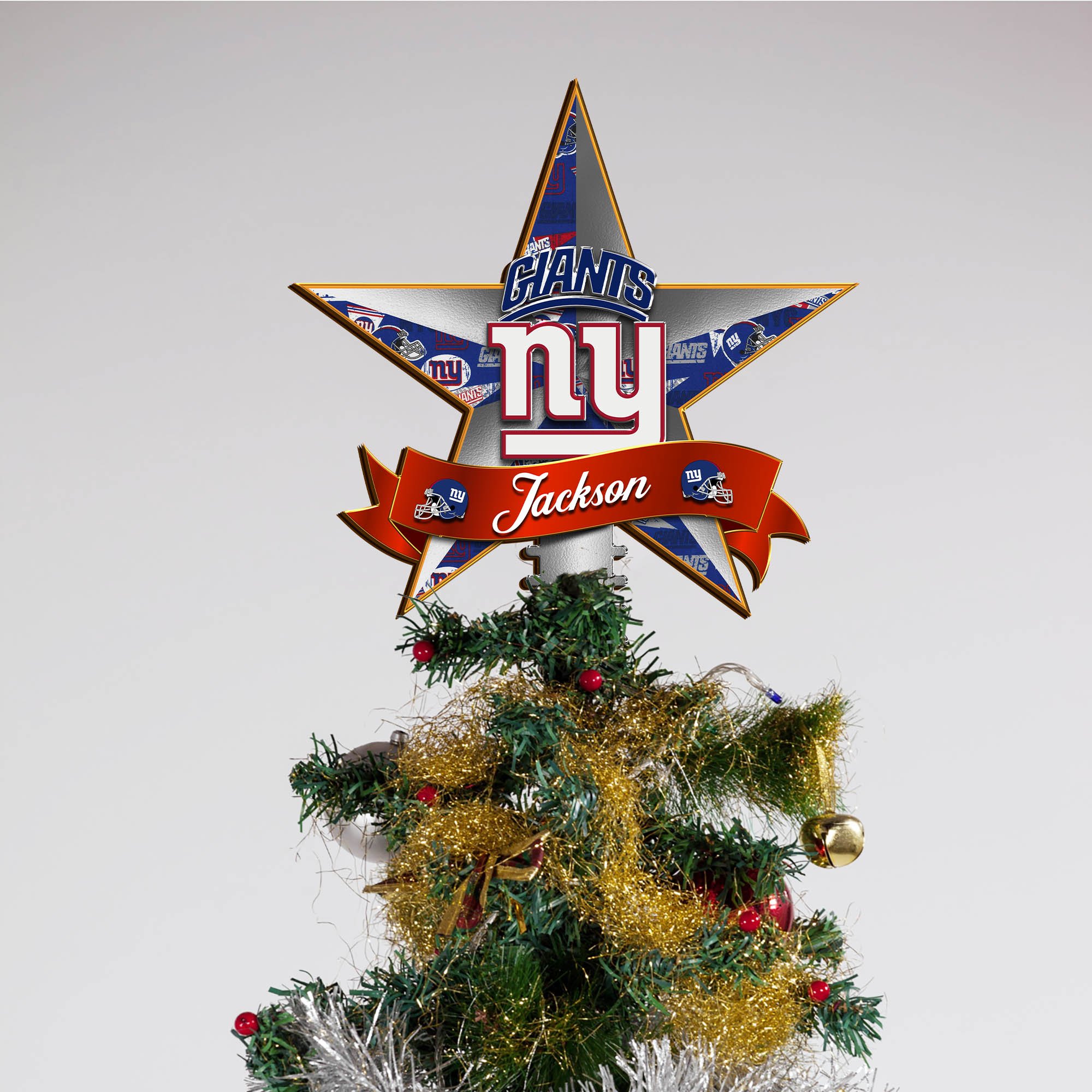 Alternative view of New York Giants Tree Topper 2024 Version Personalized Your Name, Christmas Tree Decor, Christmas Gifts ETHY-62855