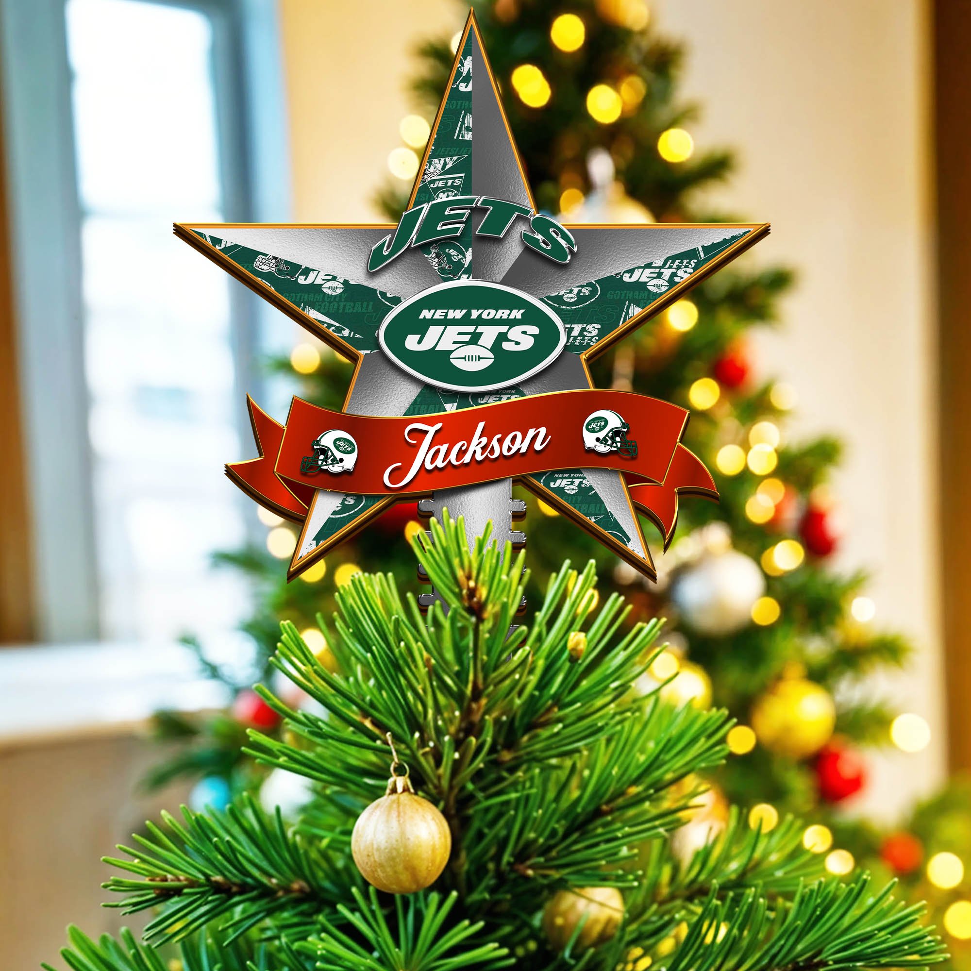 New York Jets Tree Topper 2024 Version Personalized Your Name, Christmas Tree Decor, Christmas Gifts ETHY-62855