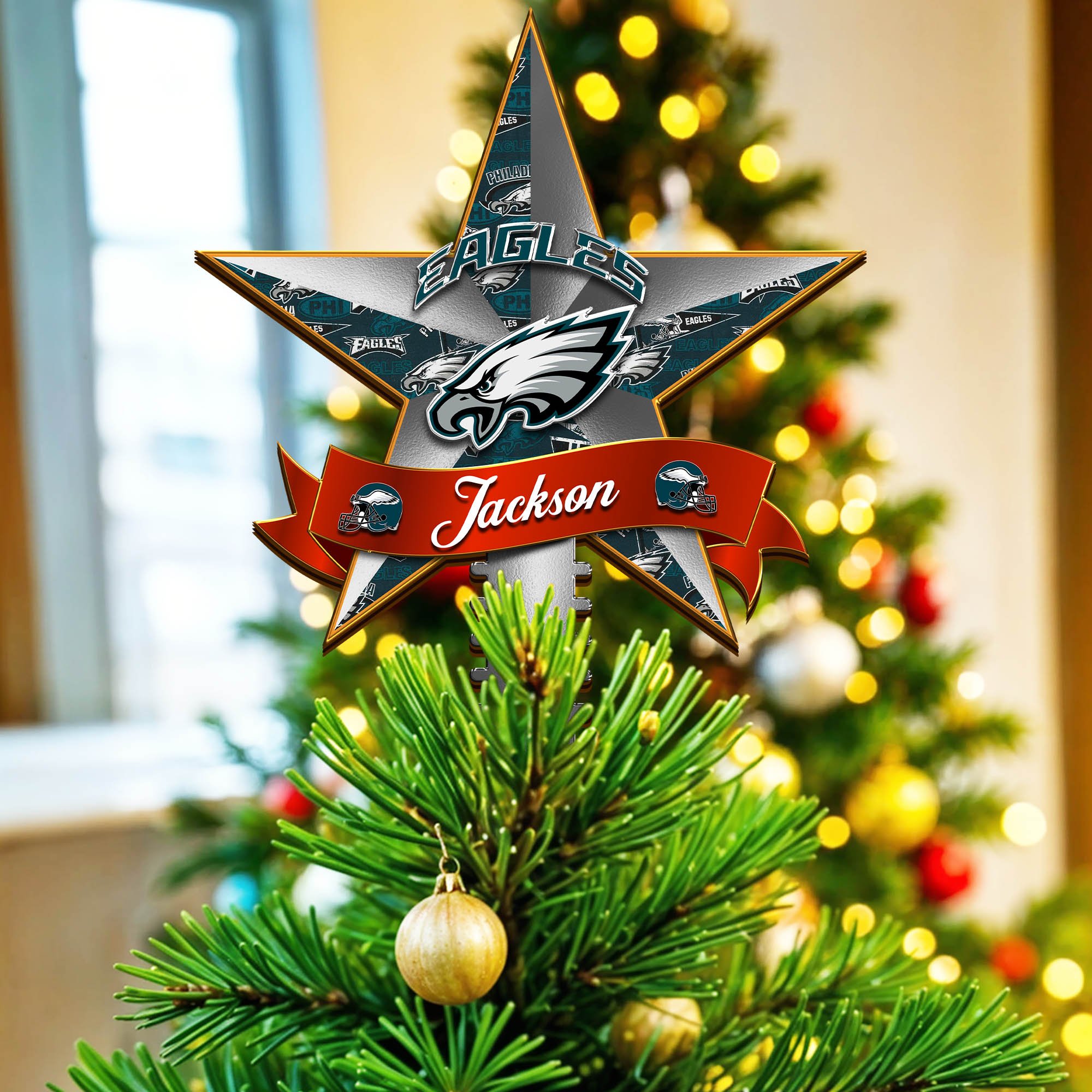 Philadelphia Eagles Tree Topper 2024 Version Personalized Your Name, Christmas Tree Decor, Christmas Gifts ETHY-62855