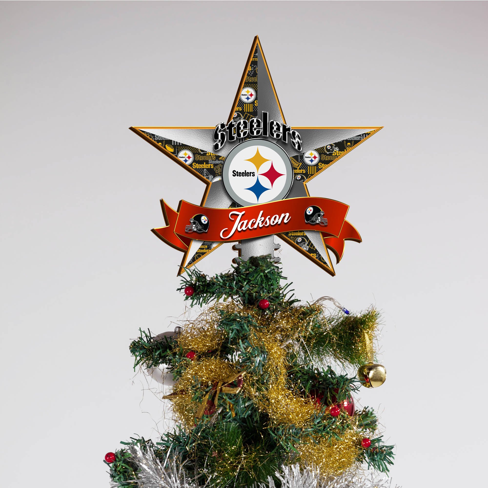 Alternative view of Pittsburgh Steelers Tree Topper 2024 Version Personalized Your Name, Christmas Tree Decor, Christmas Gifts ETHY-62855