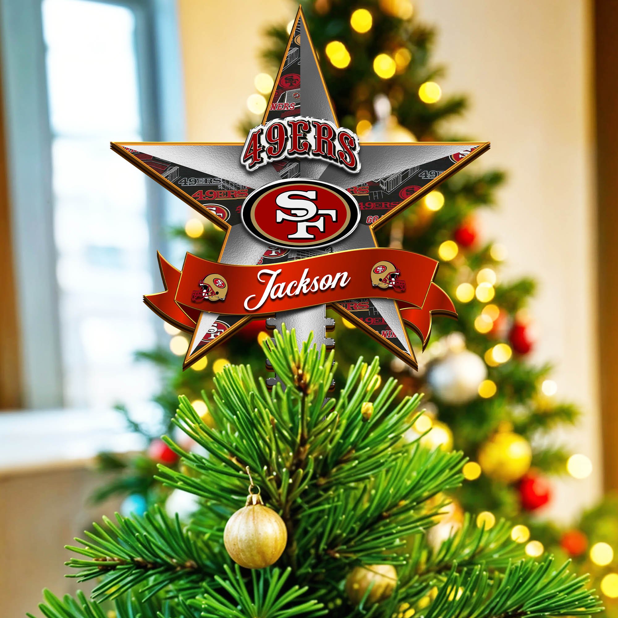 San Francisco 49ers Tree Topper 2024 Version Personalized Your Name, Christmas Tree Decor, Christmas Gifts ETHY-62855