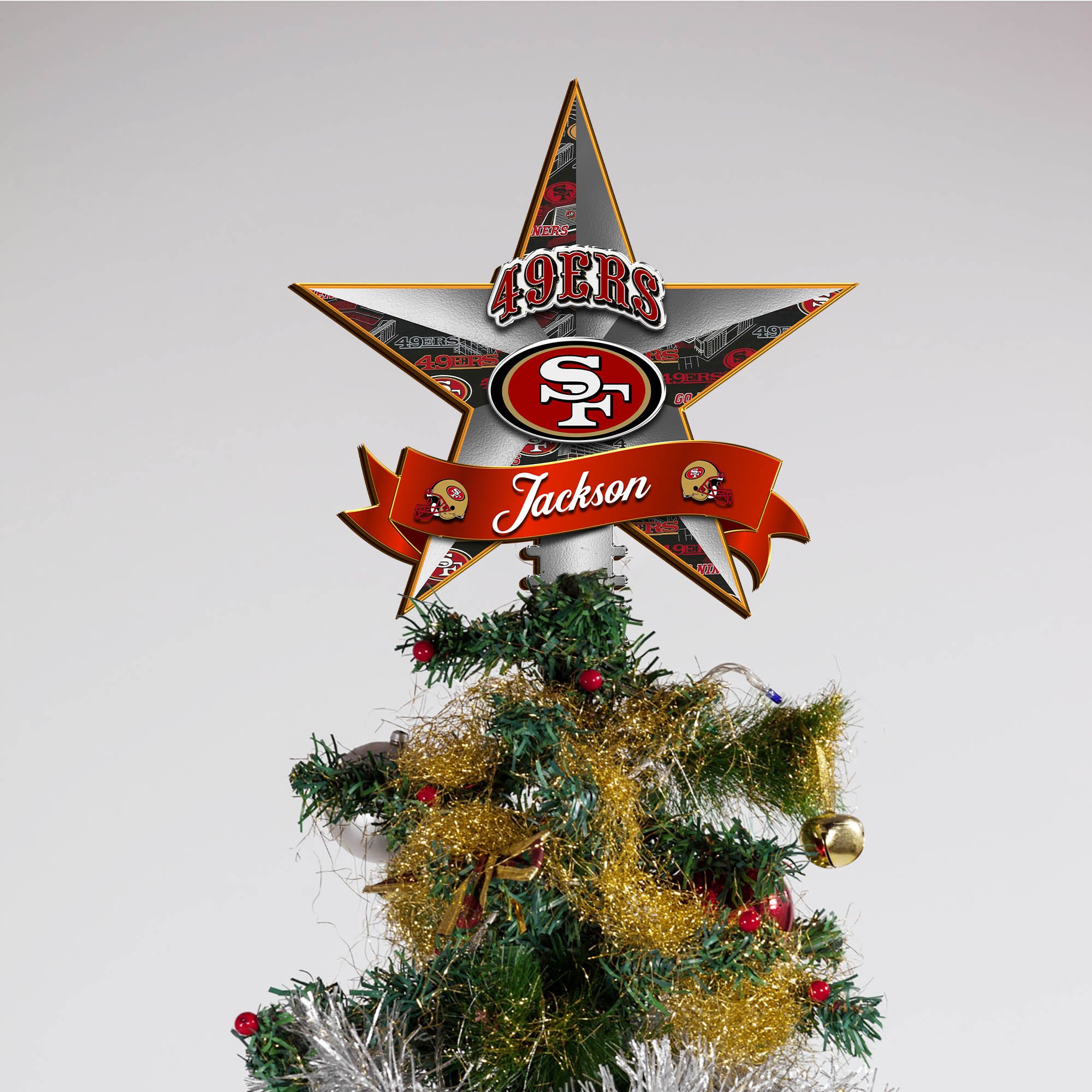 Alternative view of San Francisco 49ers Tree Topper 2024 Version Personalized Your Name, Christmas Tree Decor, Christmas Gifts ETHY-62855