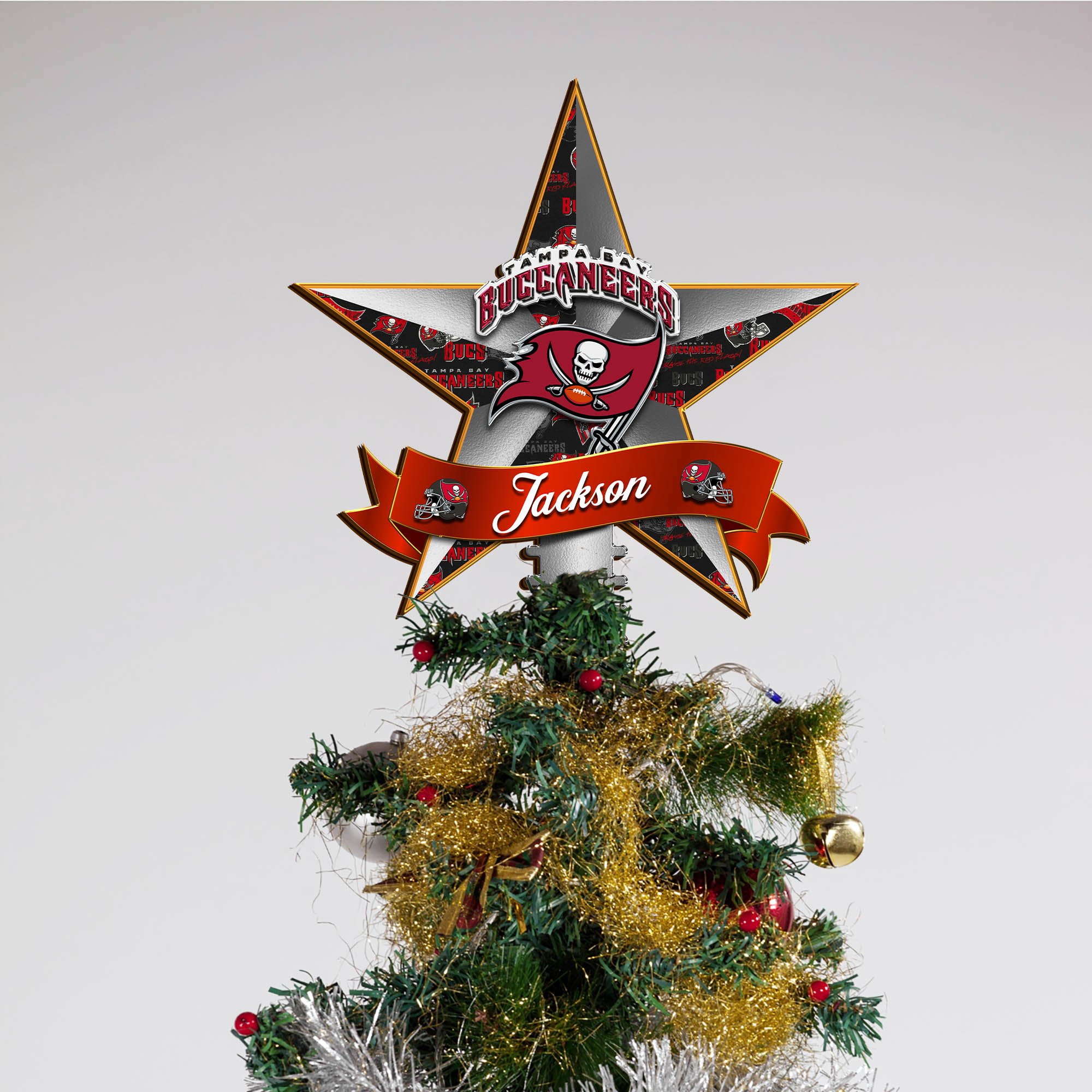 Alternative view of Tampa Bay Buccaneers Tree Topper 2024 Version Personalized Your Name, Christmas Tree Decor, Christmas Gifts ETHY-62855