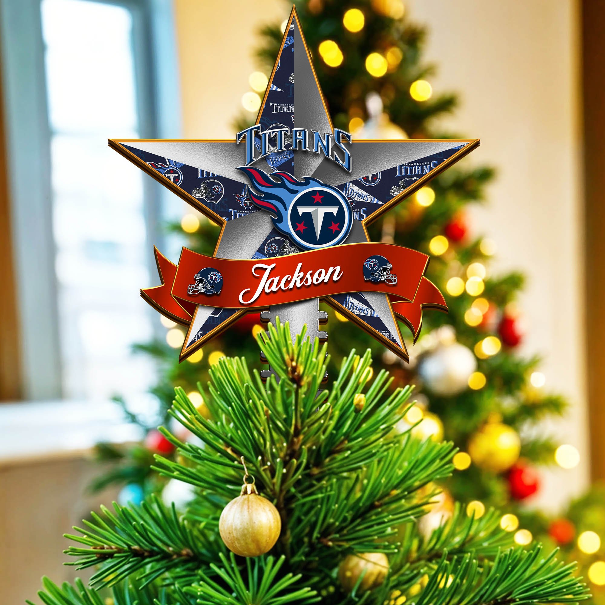 Tennessee Titans Tree Topper 2024 Version Personalized Your Name, Christmas Tree Decor, Christmas Gifts ETHY-62855