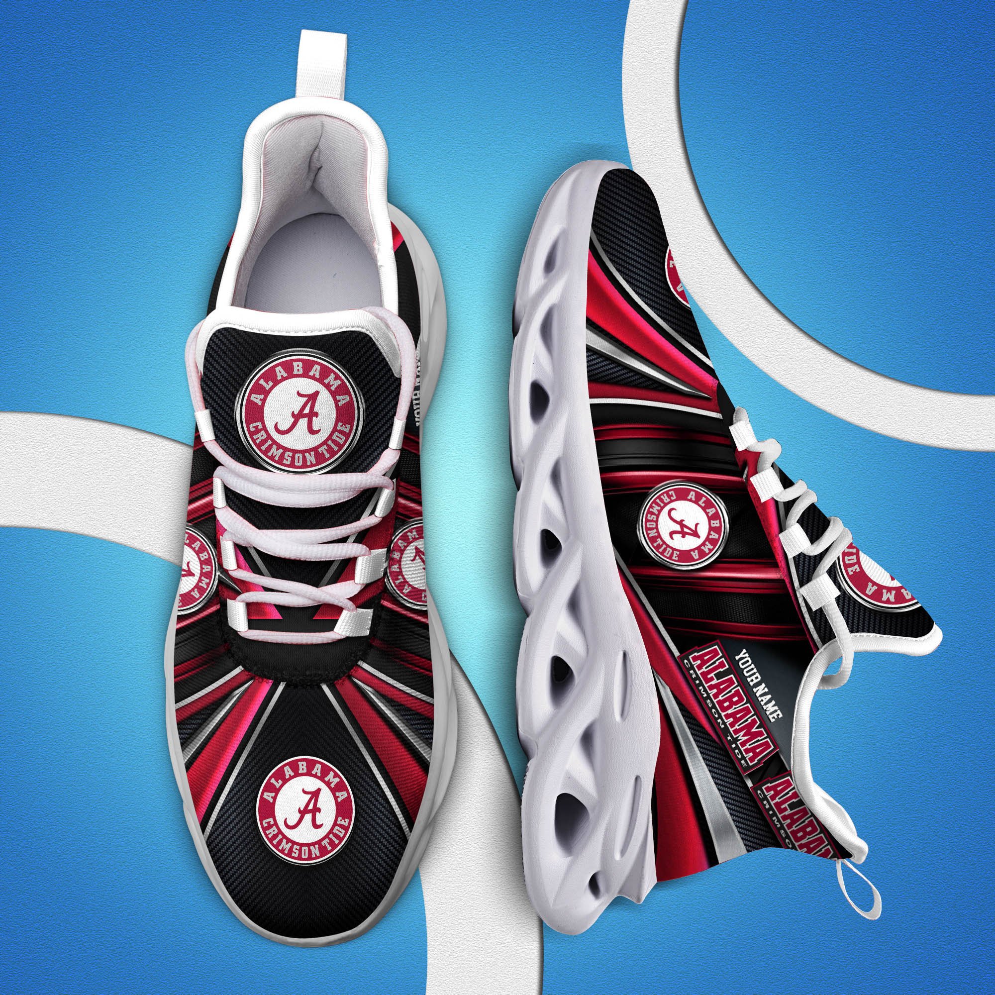 Alabama Crimson Tide White C Sneakers 2024 Version Personalized Your Name, Sport Team Sneakers, Sport Gifts ETHY-62892