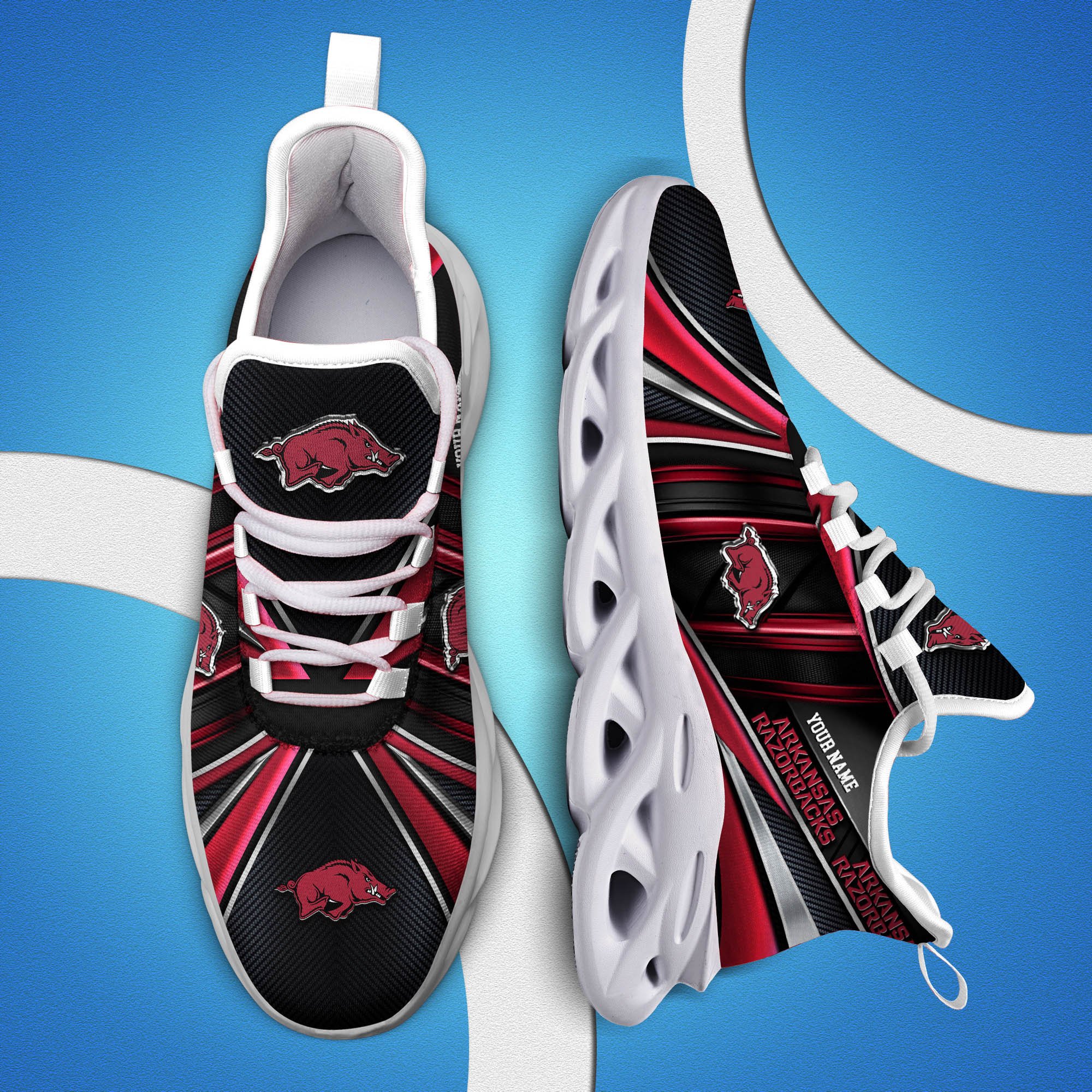 Arkansas Razorbacks White C Sneakers 2024 Version Personalized Your Name, Sport Team Sneakers, Sport Gifts ETHY-62892