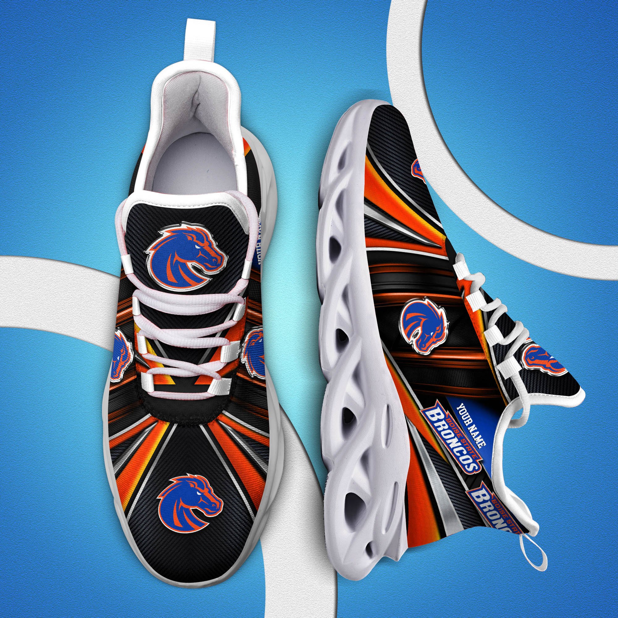 Boise State Broncos White C Sneakers 2024 Version Personalized Your Name, Sport Team Sneakers, Sport Gifts ETHY-62892