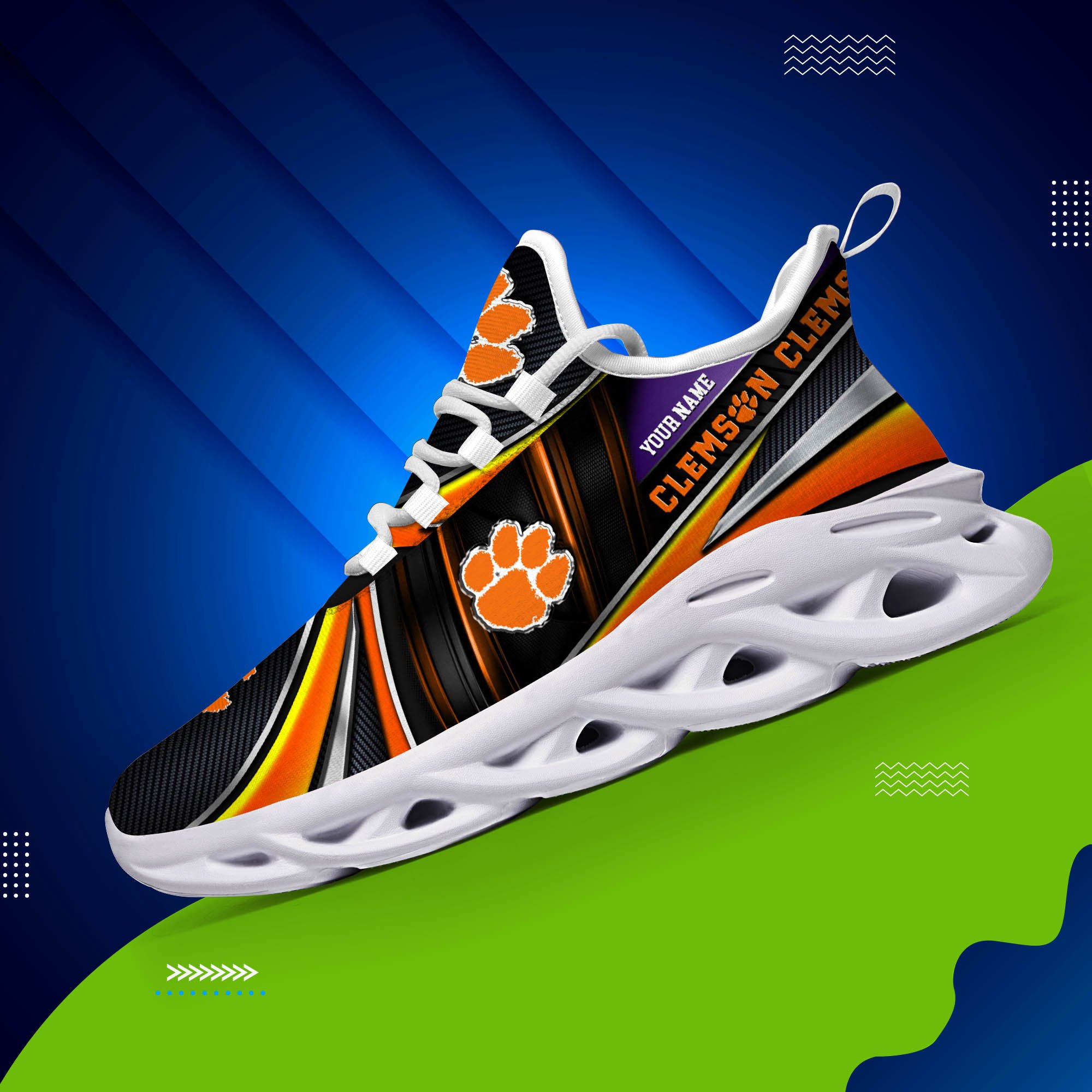 Alternative view of Clemson Tigers White C Sneakers 2024 Version Personalized Your Name, Sport Team Sneakers, Sport Gifts ETHY-62892