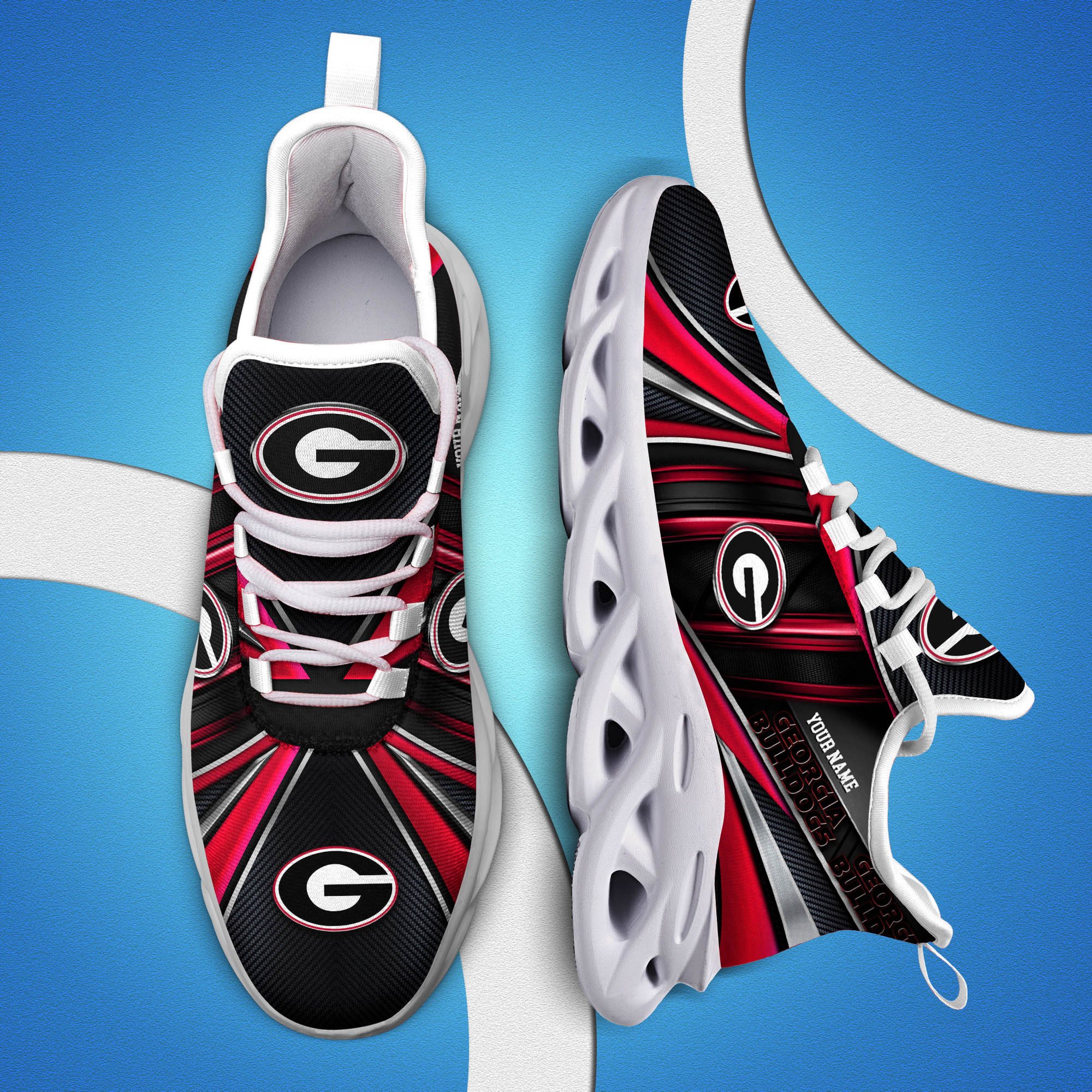 Georgia Bulldogs White C Sneakers 2024 Version Personalized Your Name, Sport Team Sneakers, Sport Gifts ETHY-62892