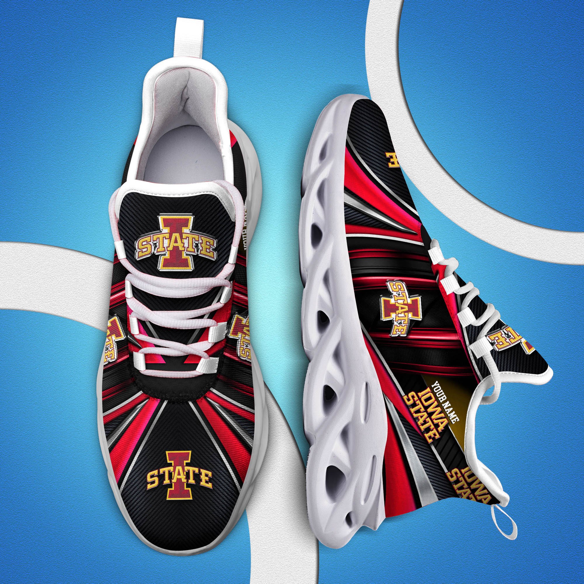 Iowa State Cyclones White C Sneakers 2024 Version Personalized Your Name, Sport Team Sneakers, Sport Gifts ETHY-62892