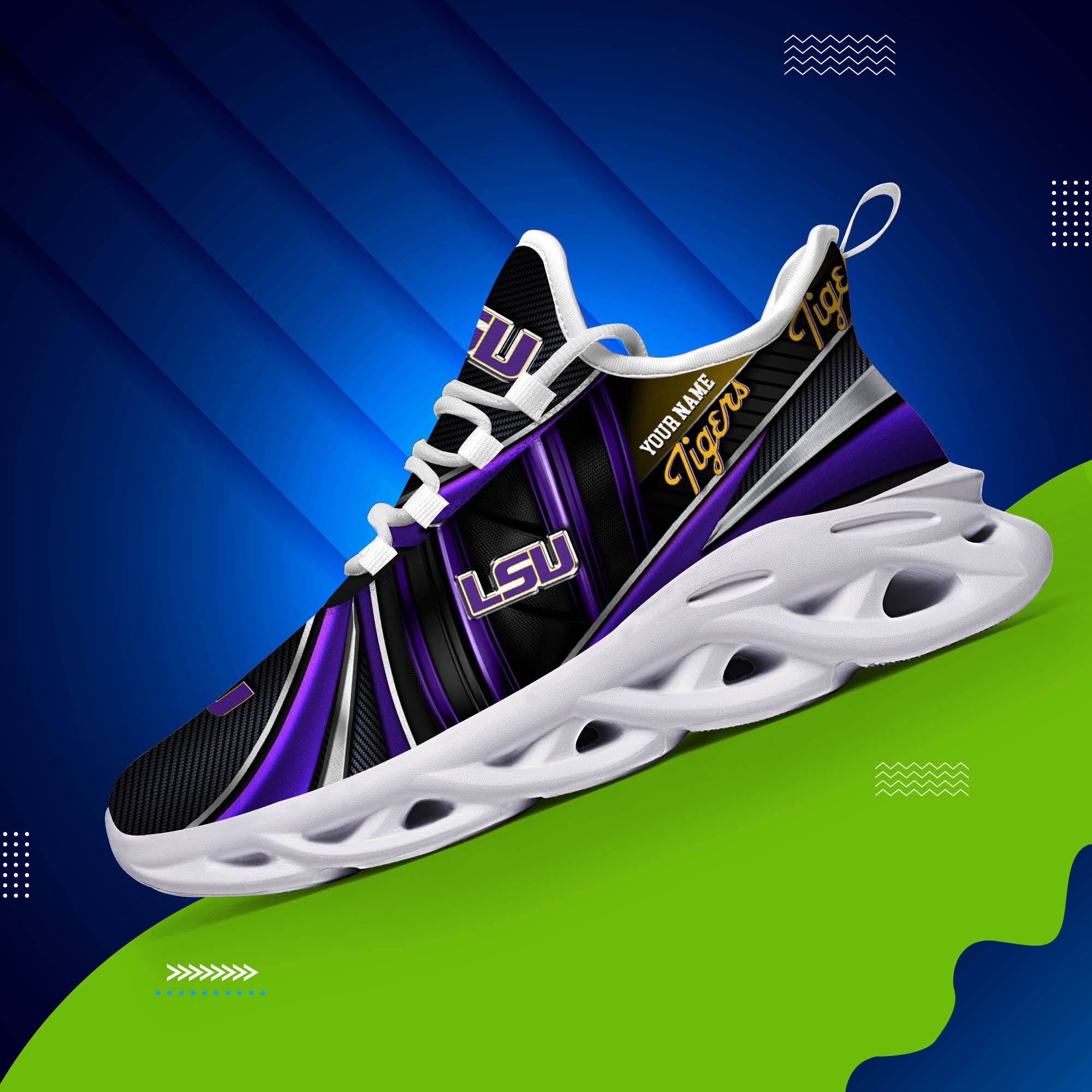 Alternative view of LSU TIGERS White C Sneakers 2024 Version Personalized Your Name, Sport Team Sneakers, Sport Gifts ETHY-62892