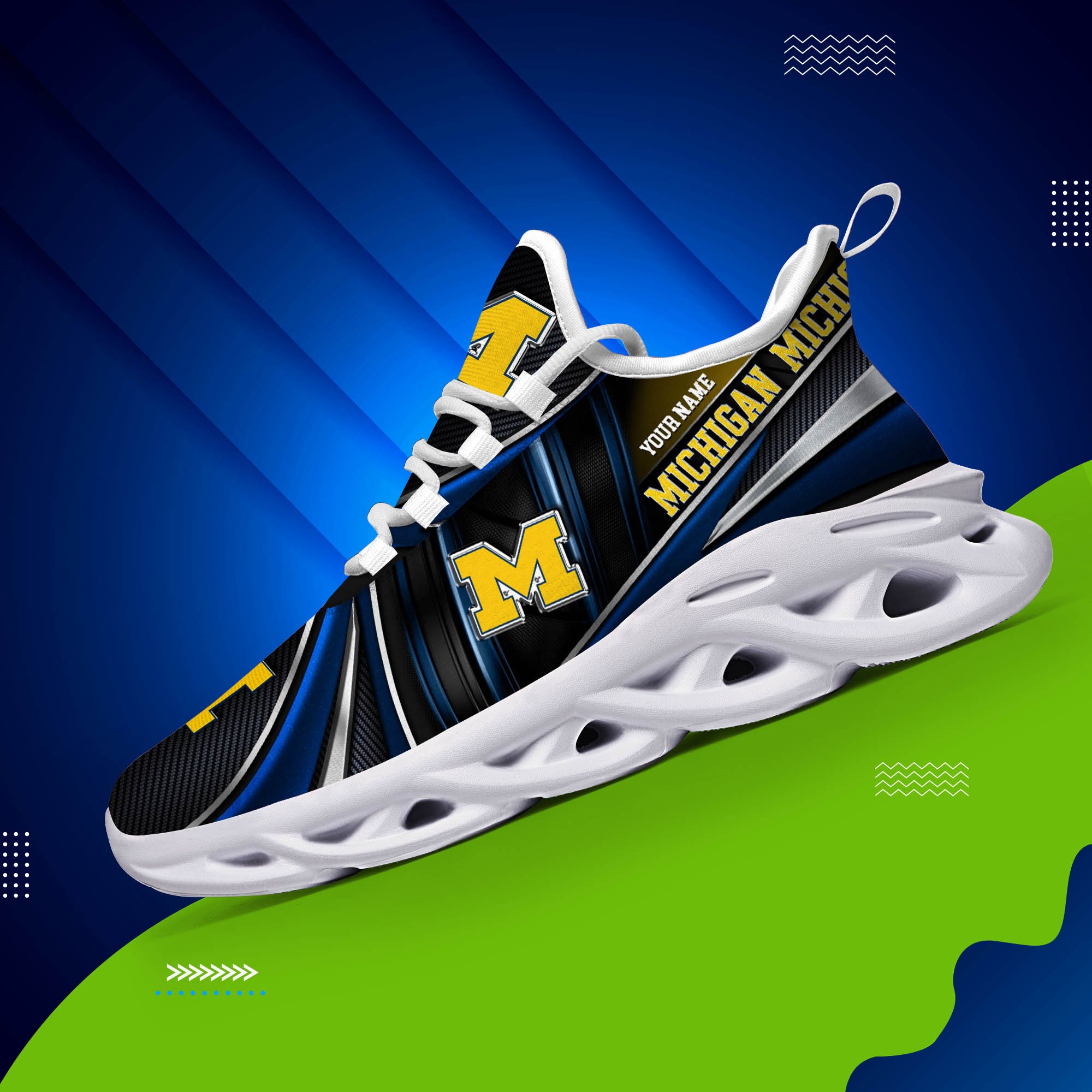Alternative view of Michigan Wolverines White C Sneakers 2024 Version Personalized Your Name, Sport Team Sneakers, Sport Gifts ETHY-62892