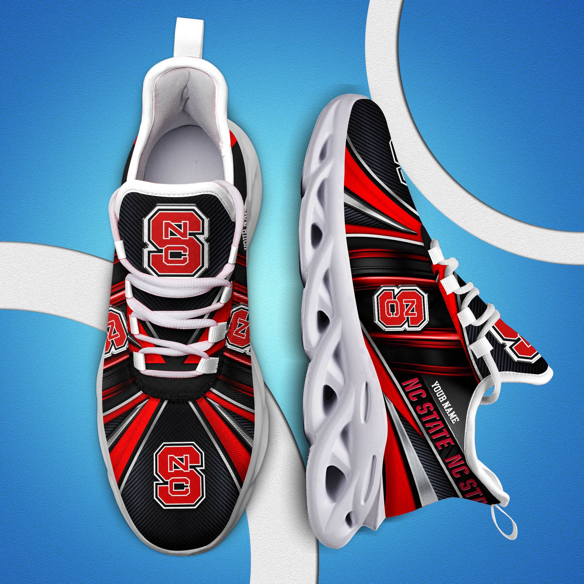 NC State Wolfpack White C Sneakers 2024 Version Personalized Your Name, Sport Team Sneakers, Sport Gifts ETHY-62892