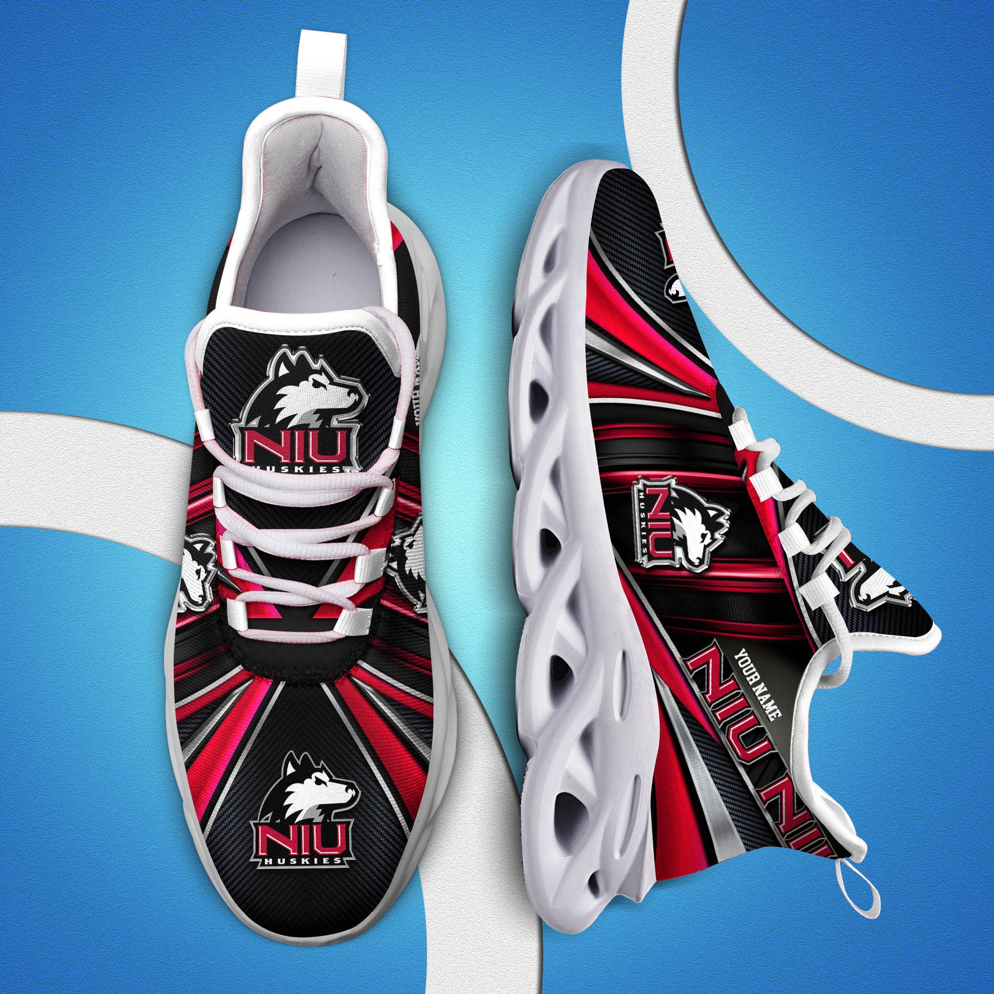 Northern Illinois Huskies White C Sneakers 2024 Version Personalized Your Name, Sport Team Sneakers, Sport Gifts ETHY-62892