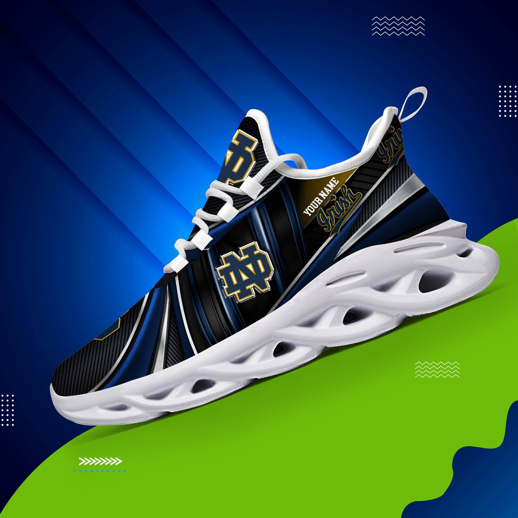Alternative view of Notre Dame Fighting Irish White C Sneakers 2024 Version Personalized Your Name, Sport Team Sneakers, Sport Gifts ETHY-62892