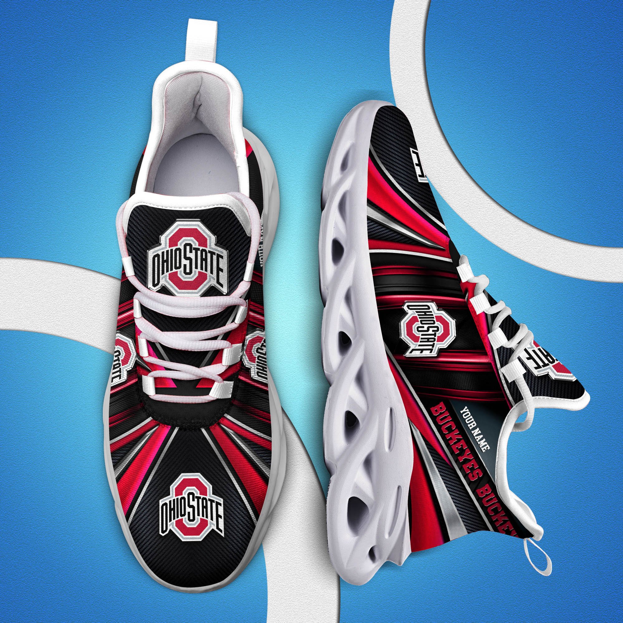Ohio State Buckeyes White C Sneakers 2024 Version Personalized Your Name, Sport Team Sneakers, Sport Gifts ETHY-62892