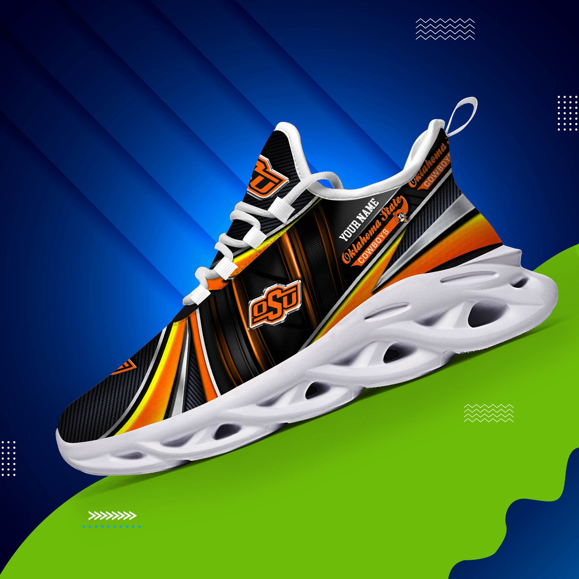 Alternative view of Oklahoma State Cowboys White C Sneakers 2024 Version Personalized Your Name, Sport Team Sneakers, Sport Gifts ETHY-62892