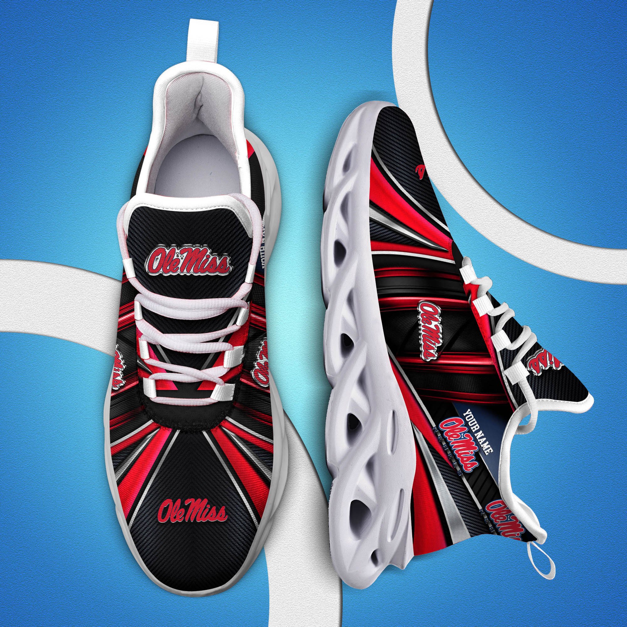 Ole Miss Rebels White C Sneakers 2024 Version Personalized Your Name, Sport Team Sneakers, Sport Gifts ETHY-62892