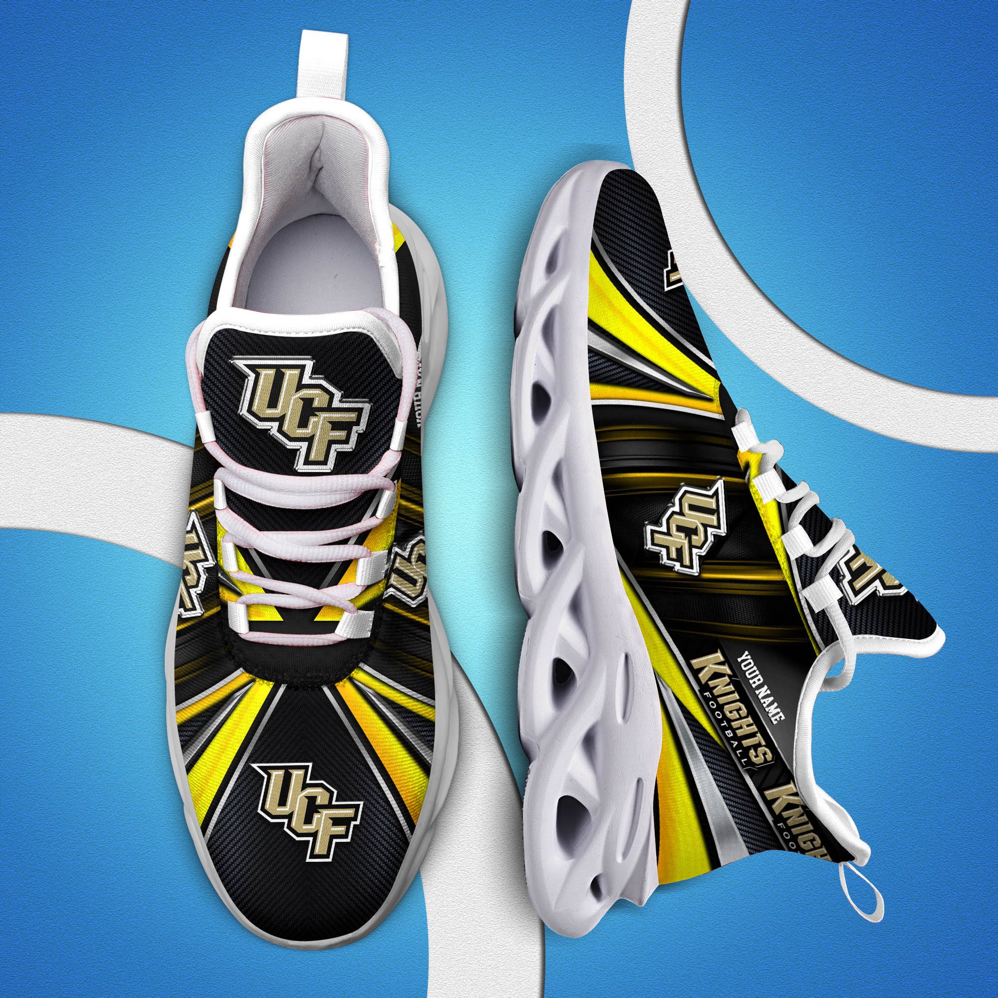 UCF Knights White C Sneakers 2024 Version Personalized Your Name, Sport Team Sneakers, Sport Gifts ETHY-62892
