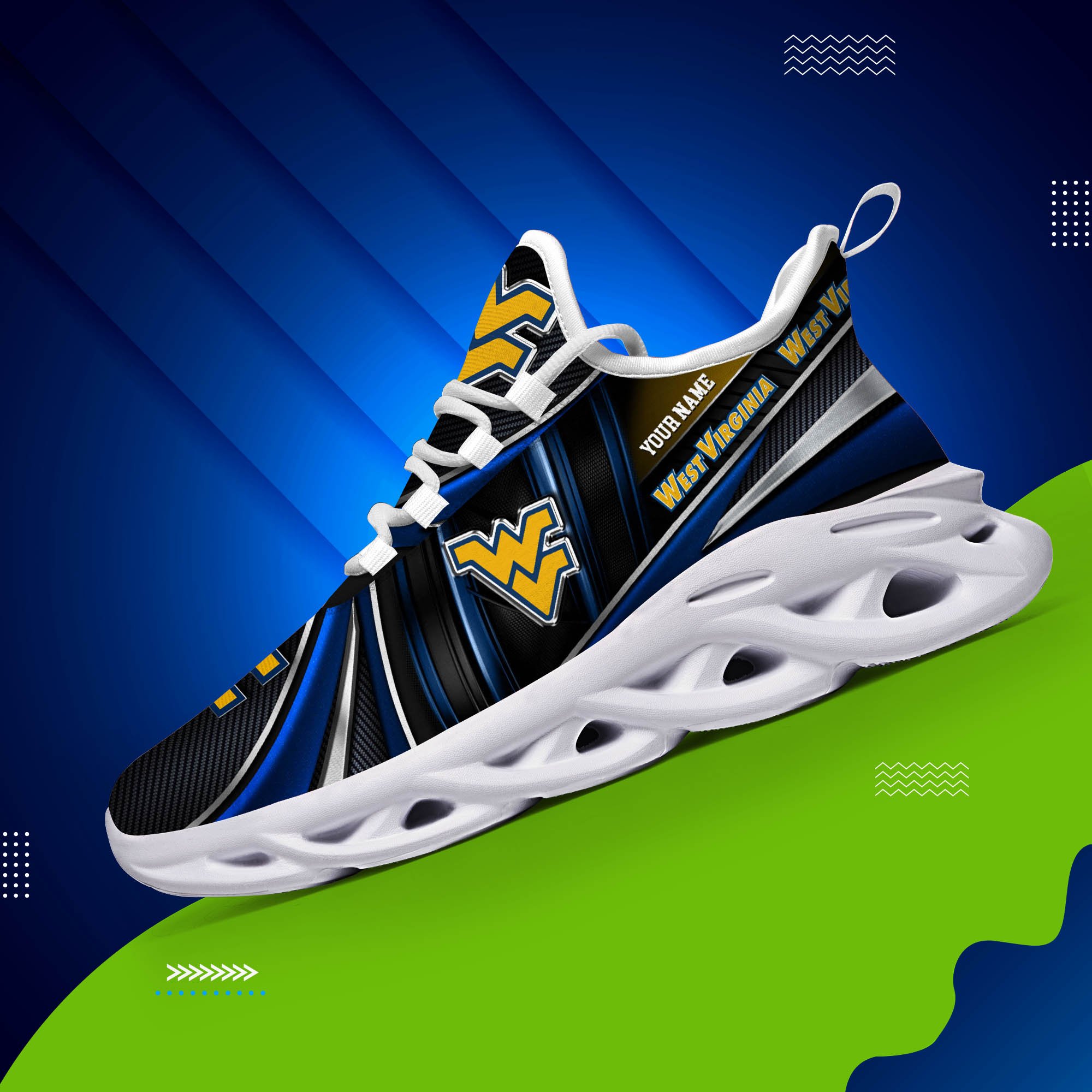 Alternative view of West Virginia Mountaineers White C Sneakers 2024 Version Personalized Your Name, Sport Team Sneakers, Sport Gifts ETHY-62892