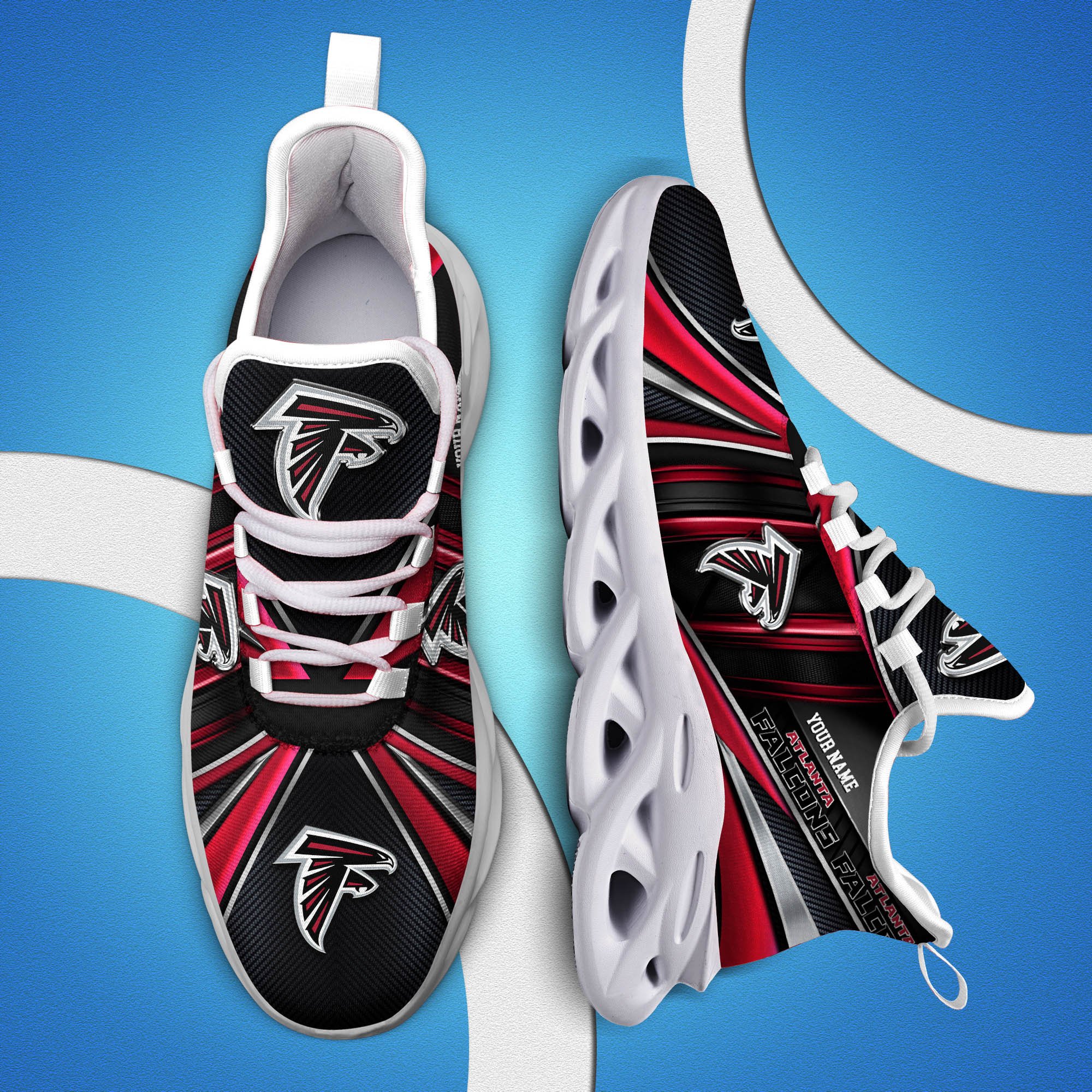 Atlanta Falcons White C Sneakers 2024 Version Personalized Your Name, Sport Team Sneakers, Sport Gifts ETHY-62892