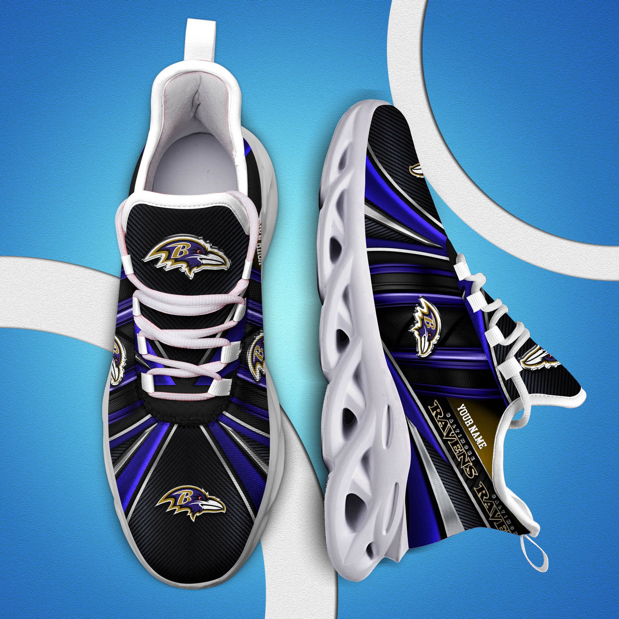 Baltimore Ravens White C Sneakers 2024 Version Personalized Your Name, Sport Team Sneakers, Sport Gifts ETHY-62892