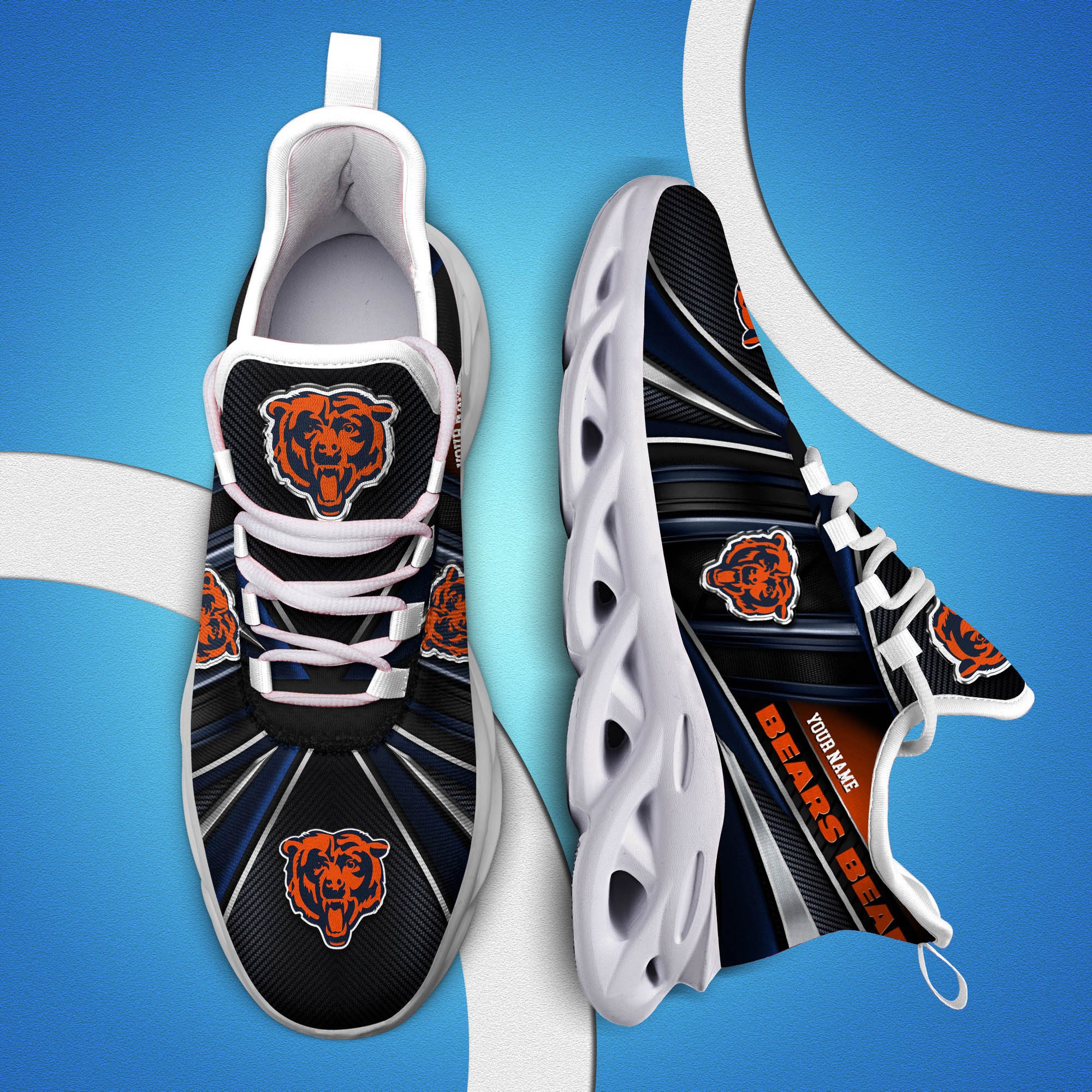 Chicago Bears White C Sneakers 2024 Version Personalized Your Name, Sport Team Sneakers, Sport Gifts ETHY-62892