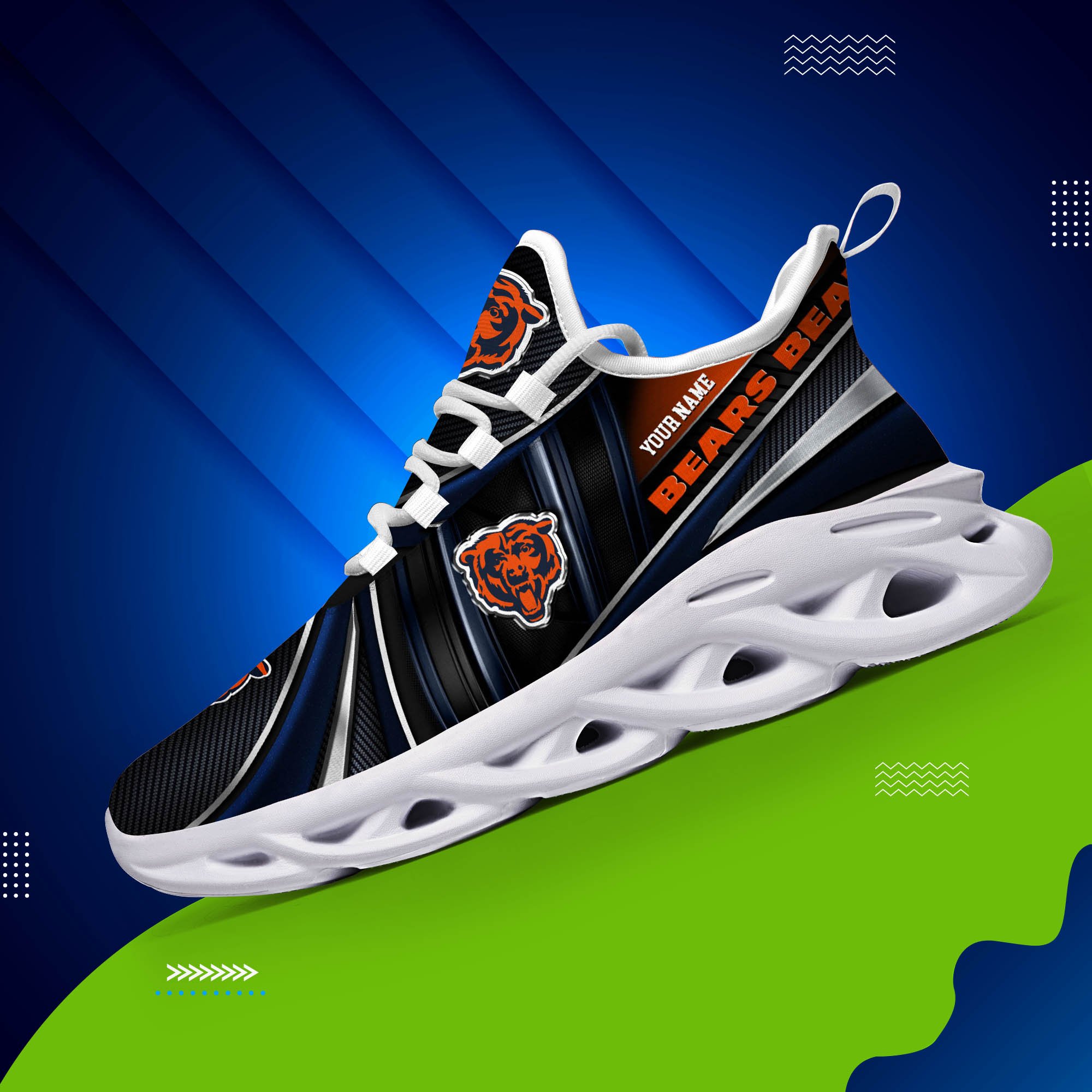 Alternative view of Chicago Bears White C Sneakers 2024 Version Personalized Your Name, Sport Team Sneakers, Sport Gifts ETHY-62892
