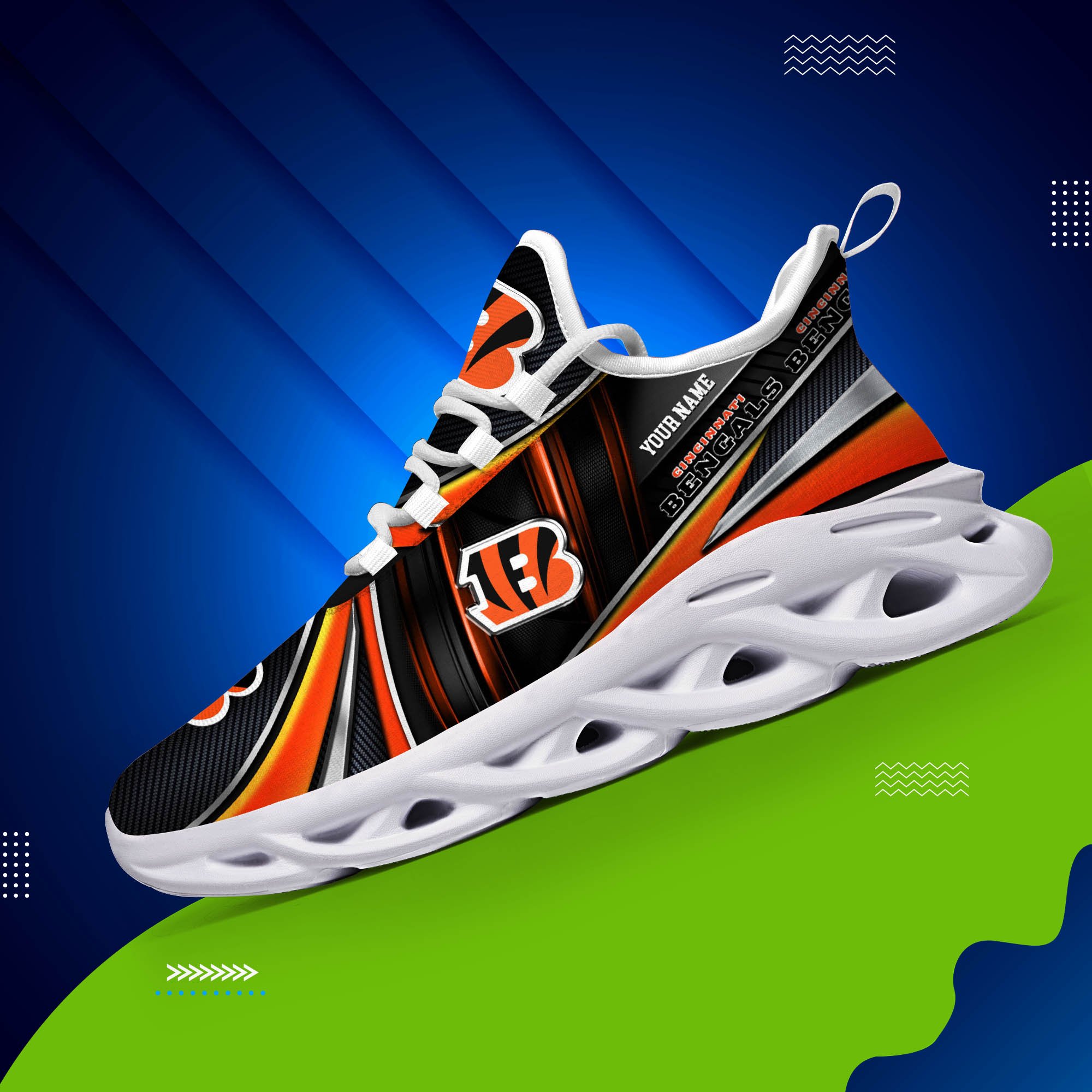 Alternative view of Cincinnati Bengals White C Sneakers 2024 Version Personalized Your Name, Sport Team Sneakers, Sport Gifts ETHY-62892